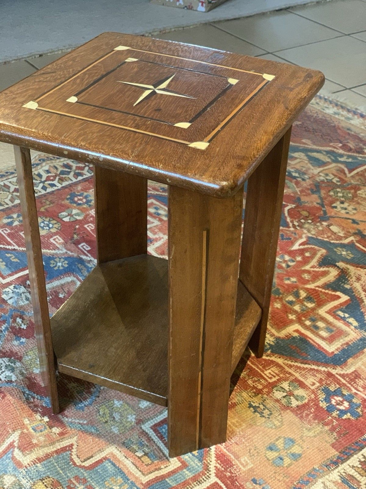 A Small Arts And Crafts Inlaid Lamp Table With Middle Eastern Influence. photo furniture
