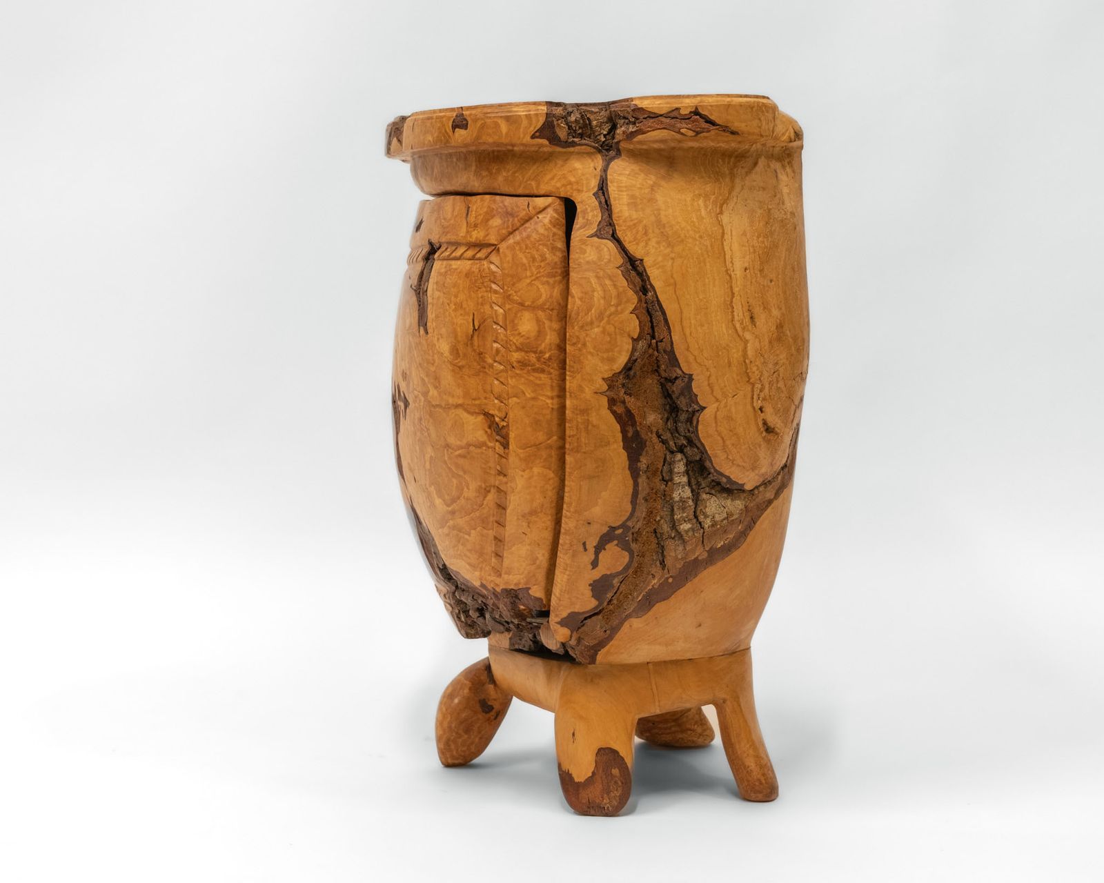 Pierre Decorse Organic Sculptural Olive Burr Wood Wabi Sabi Side Cabinet 2003 photo Furniture