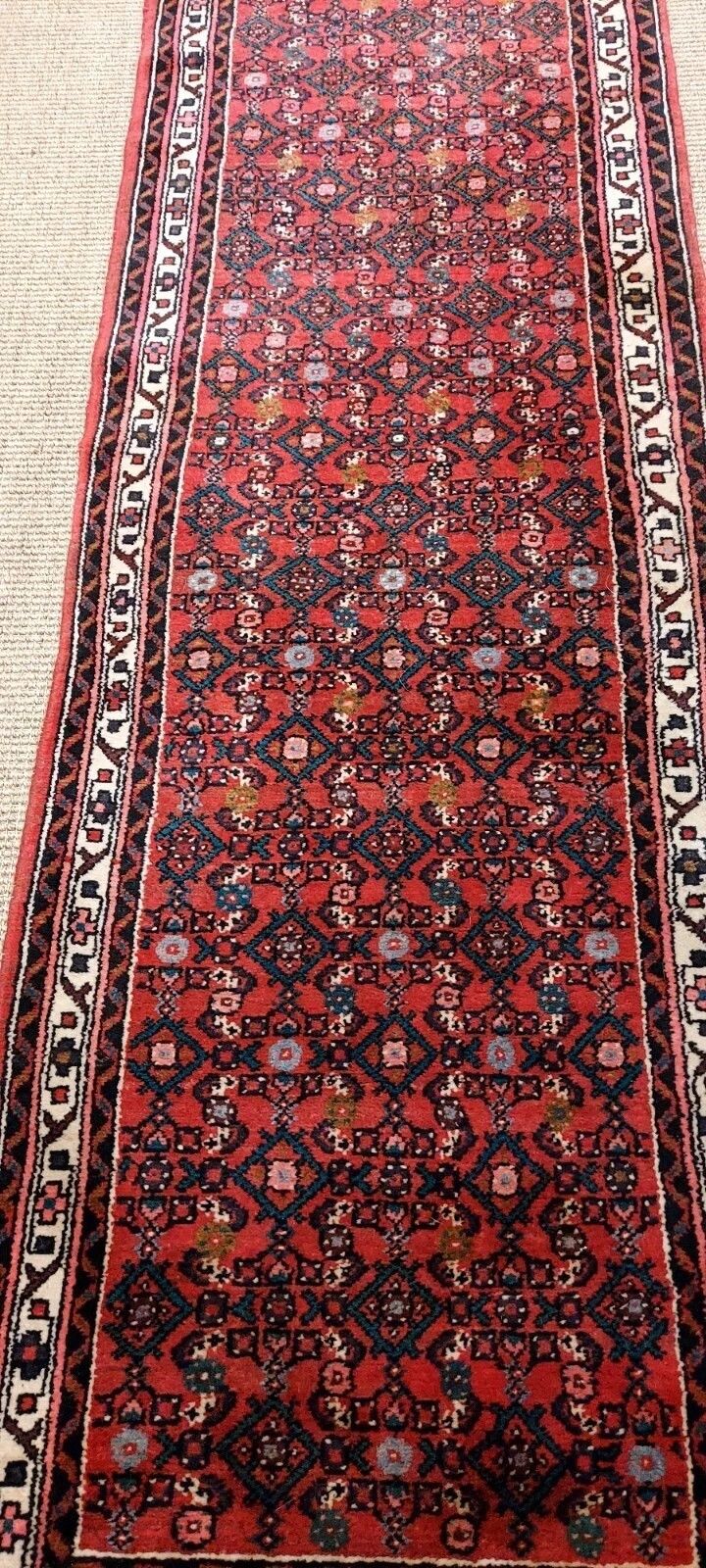 Fabulous Quality Very Long Vintage  Runner Rug Carpet 3m 33cm With Beautiful Rich Colours. photo vinterior