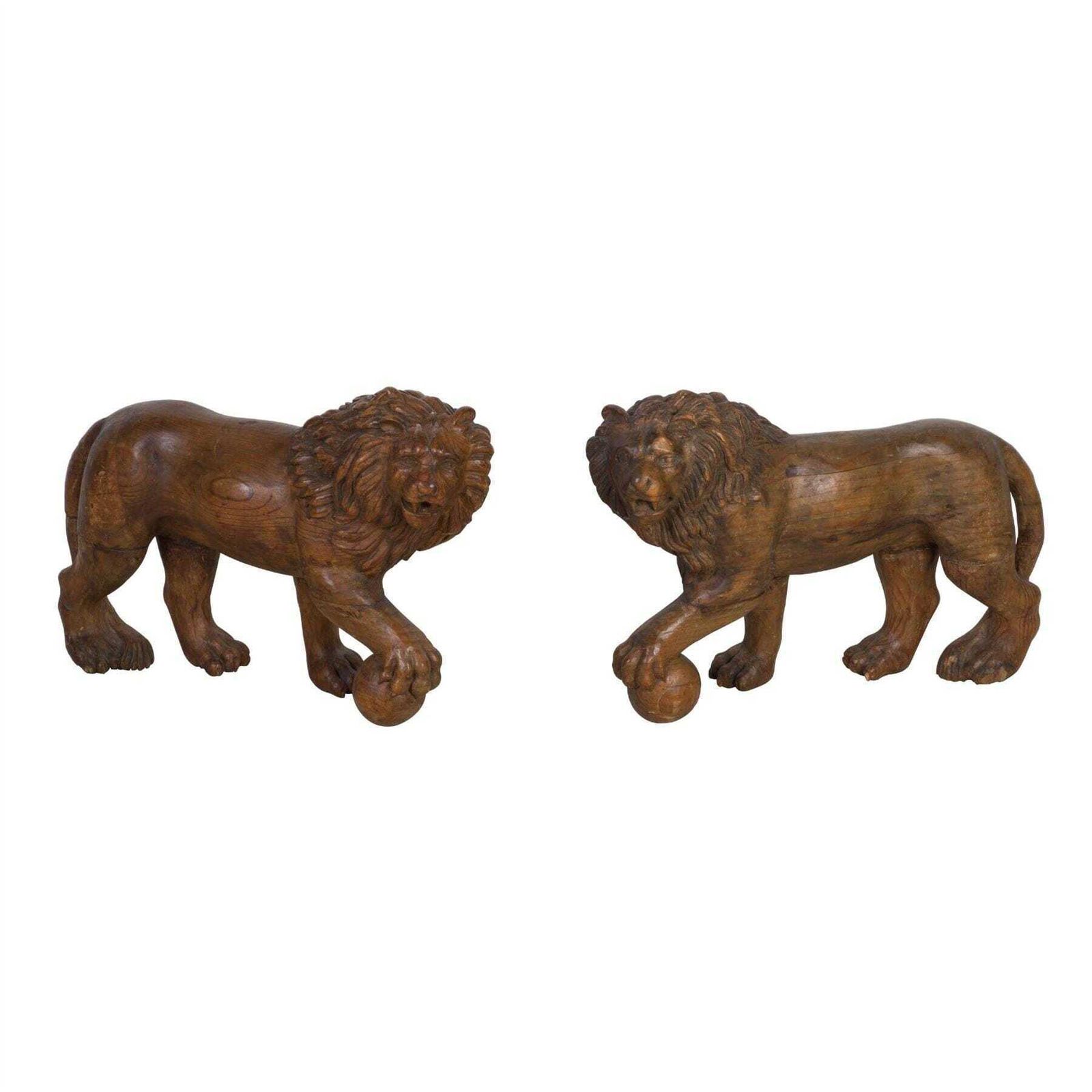 Large Pair Of C19th Grand Tour Carved Medici Lions