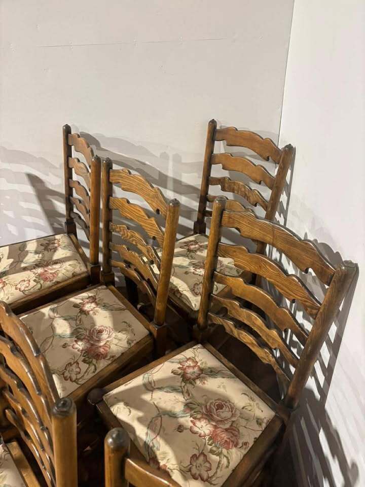 Set Of Twelve Oak Yorkshire Style Ladderback Dining Chairs photo 1199.0