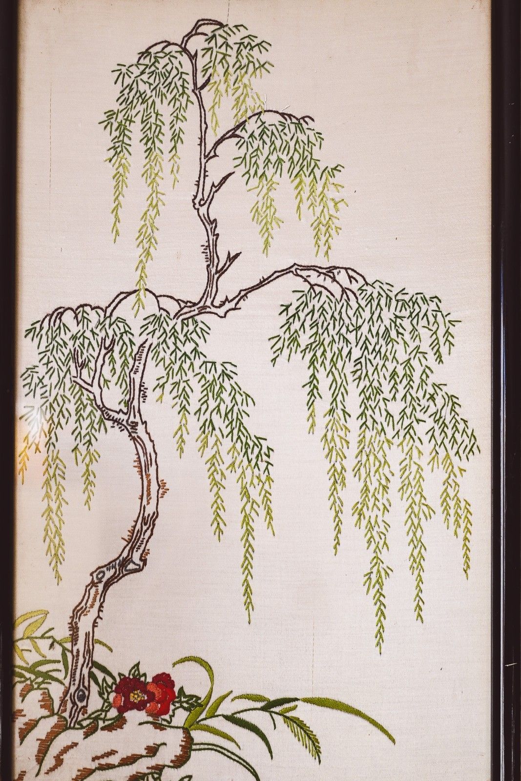 Oriental Art 2 Paintings Canvas Embroidery Peacocks Plum Stream China Japan photo buy