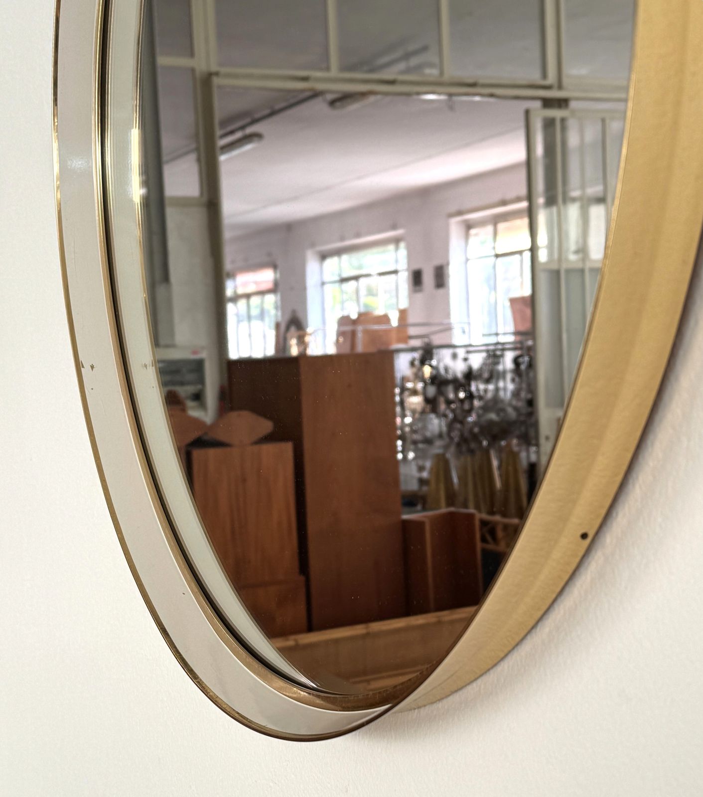 Midcentury Round Wall Mirror By Vereinigte Werkstätten München, 1970 photo buy