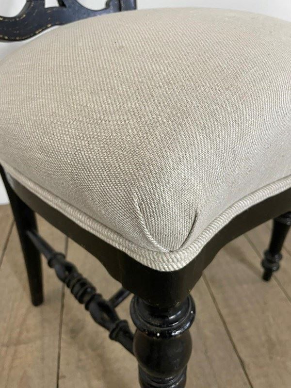 Antique French Napoleon III Ebonised Upholstered Chair photo Furniture
