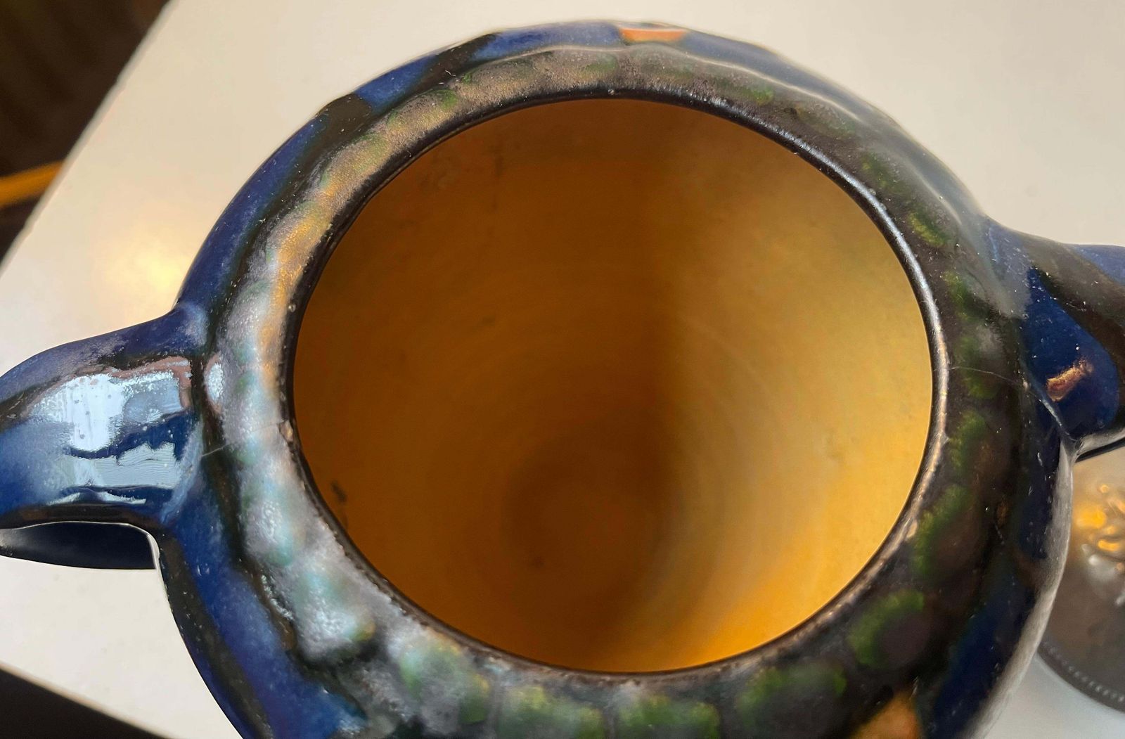 photo for sale Herman August Kähler Glazed Ceramic Jugendstil Urn With Pewter Lid, 1910s