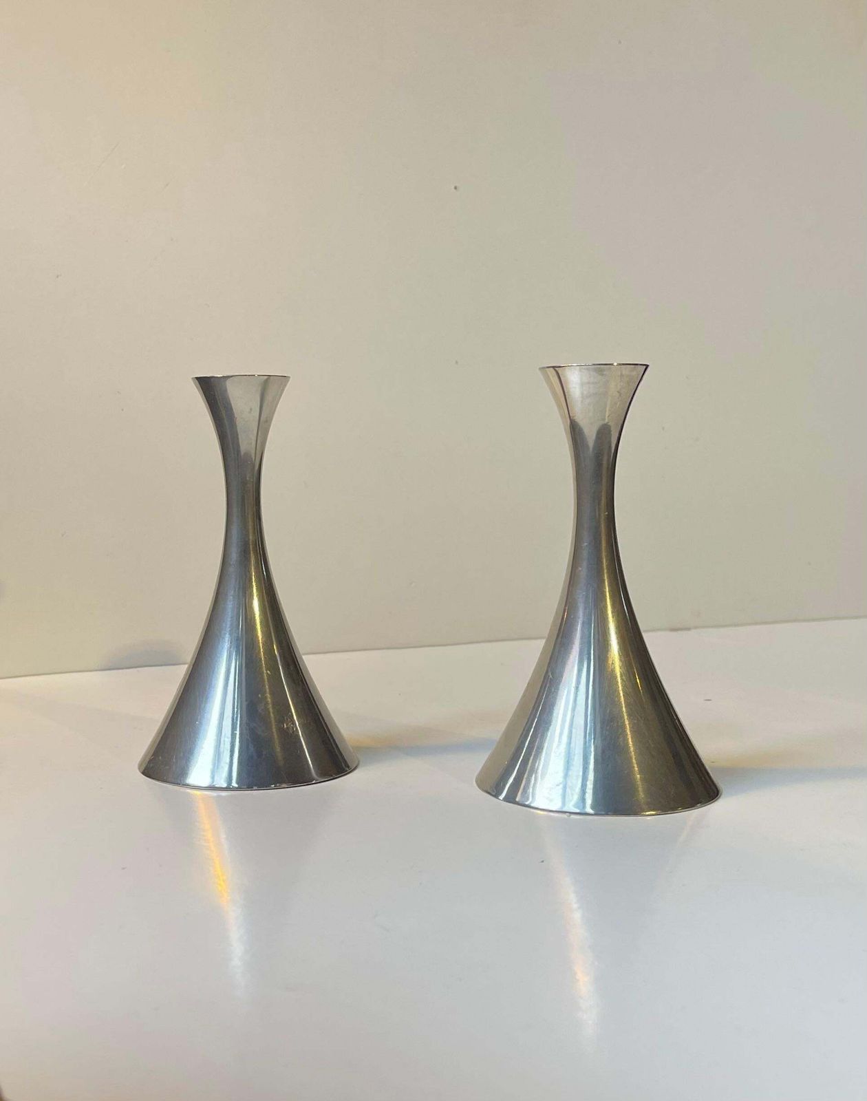 Arne Eskers Pewter Candleholders For Just Andersen, 1950s, Set Of 2 photo furniture