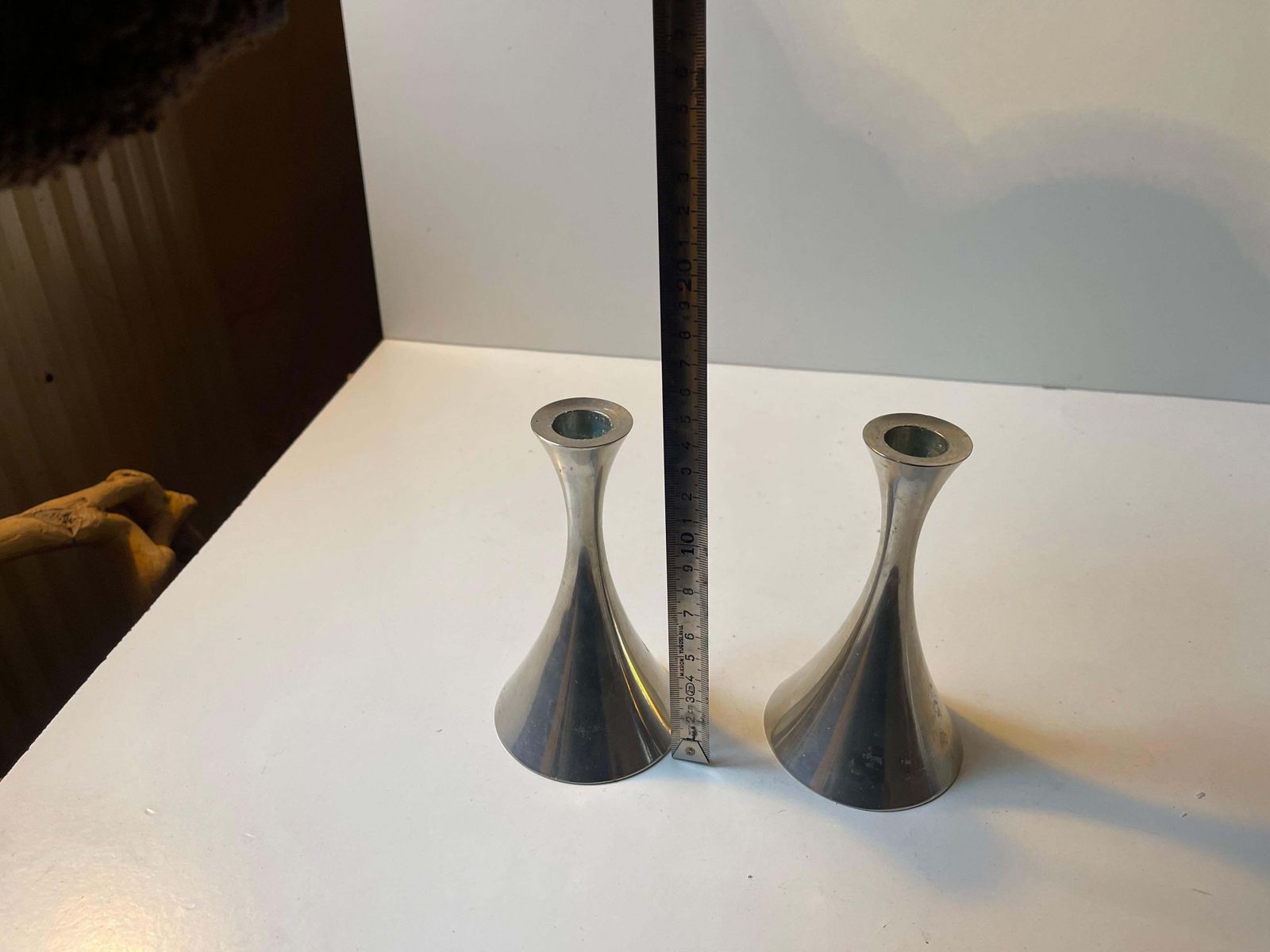 Arne Eskers Pewter Candleholders For Just Andersen, 1950s, Set Of 2 photo vintage
