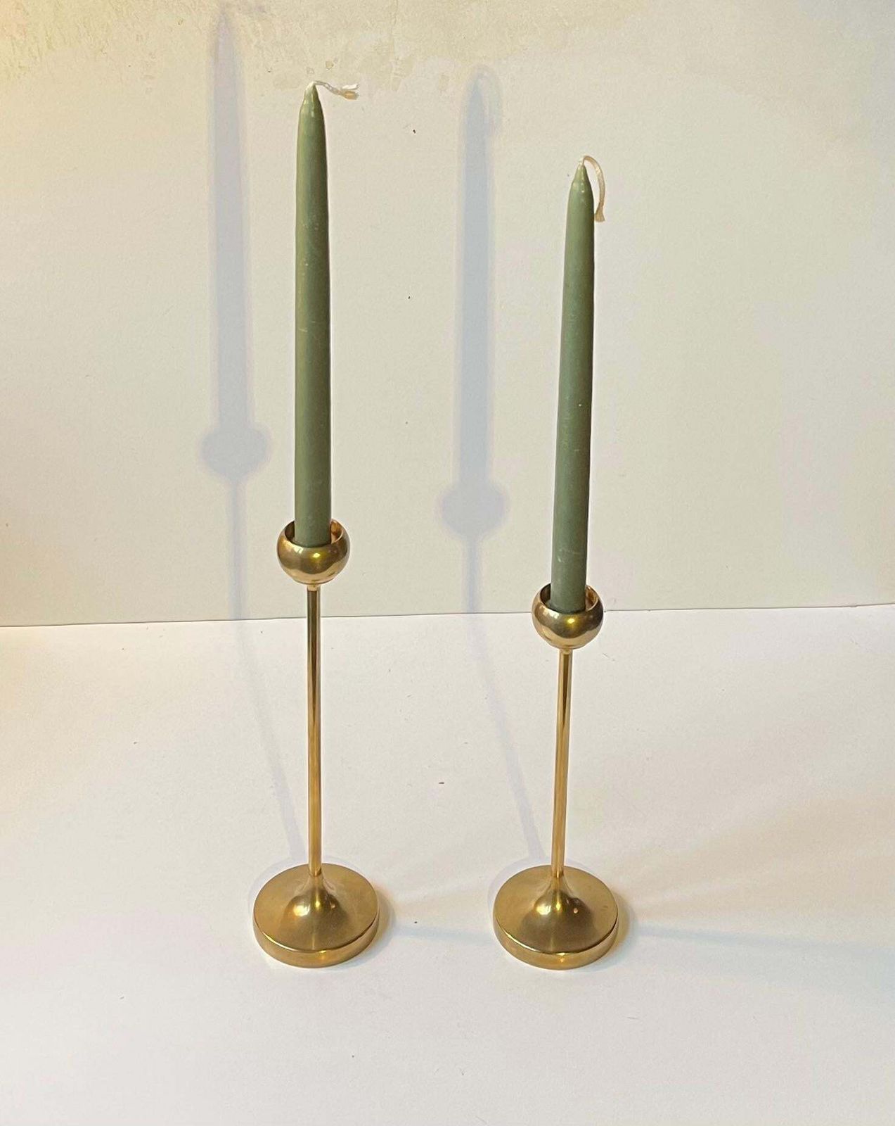 Scandinavian Modern Tulip Candlesticks In Brass, 1960s, Set Of 2 photo buy