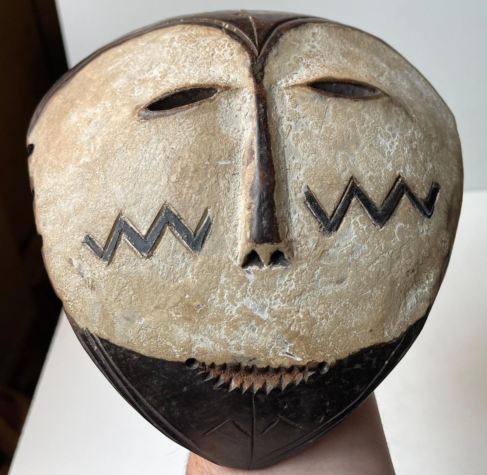 Masque vintage Lega Kwele du Congo, Afrique, années 1970 photo Art