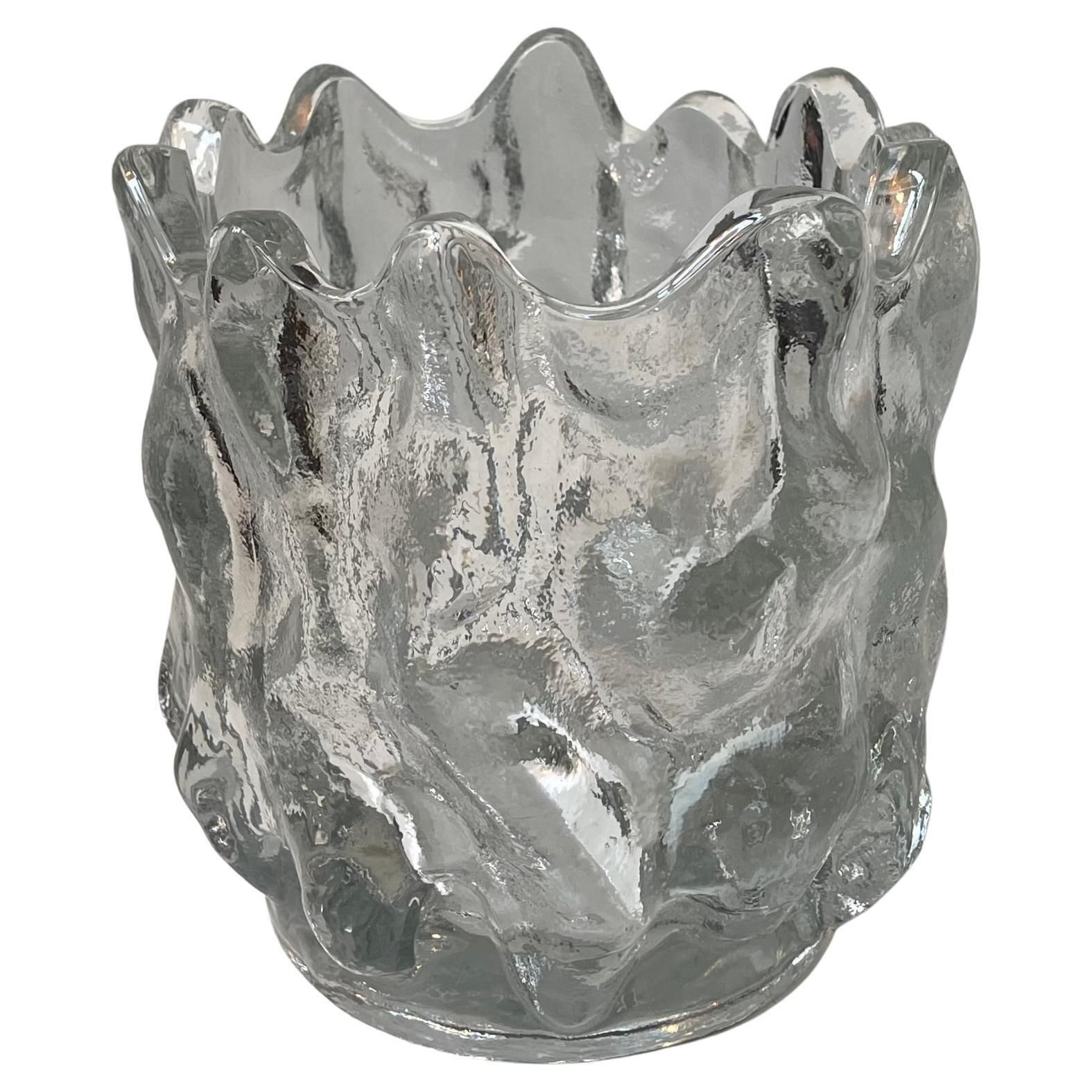 Swedish Freeform Ice Glass Vase By Göran Wärff For Kosta Boda, 1980s photo furniture