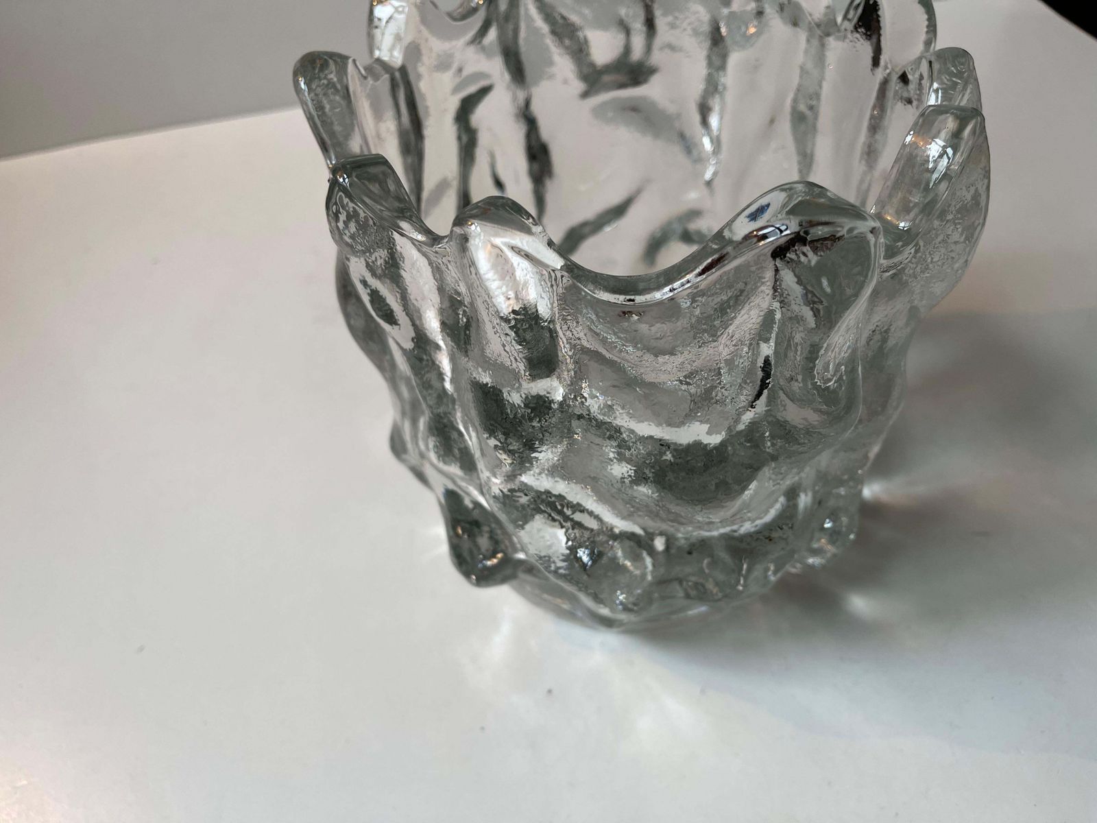 Home Decor Swedish Freeform Ice Glass Vase By Göran Wärff For Kosta Boda, 1980s photo
