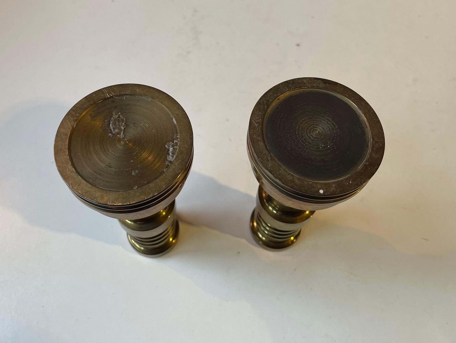 Midcentury Industrial Style Candlesticks In Bronze photo vinterior