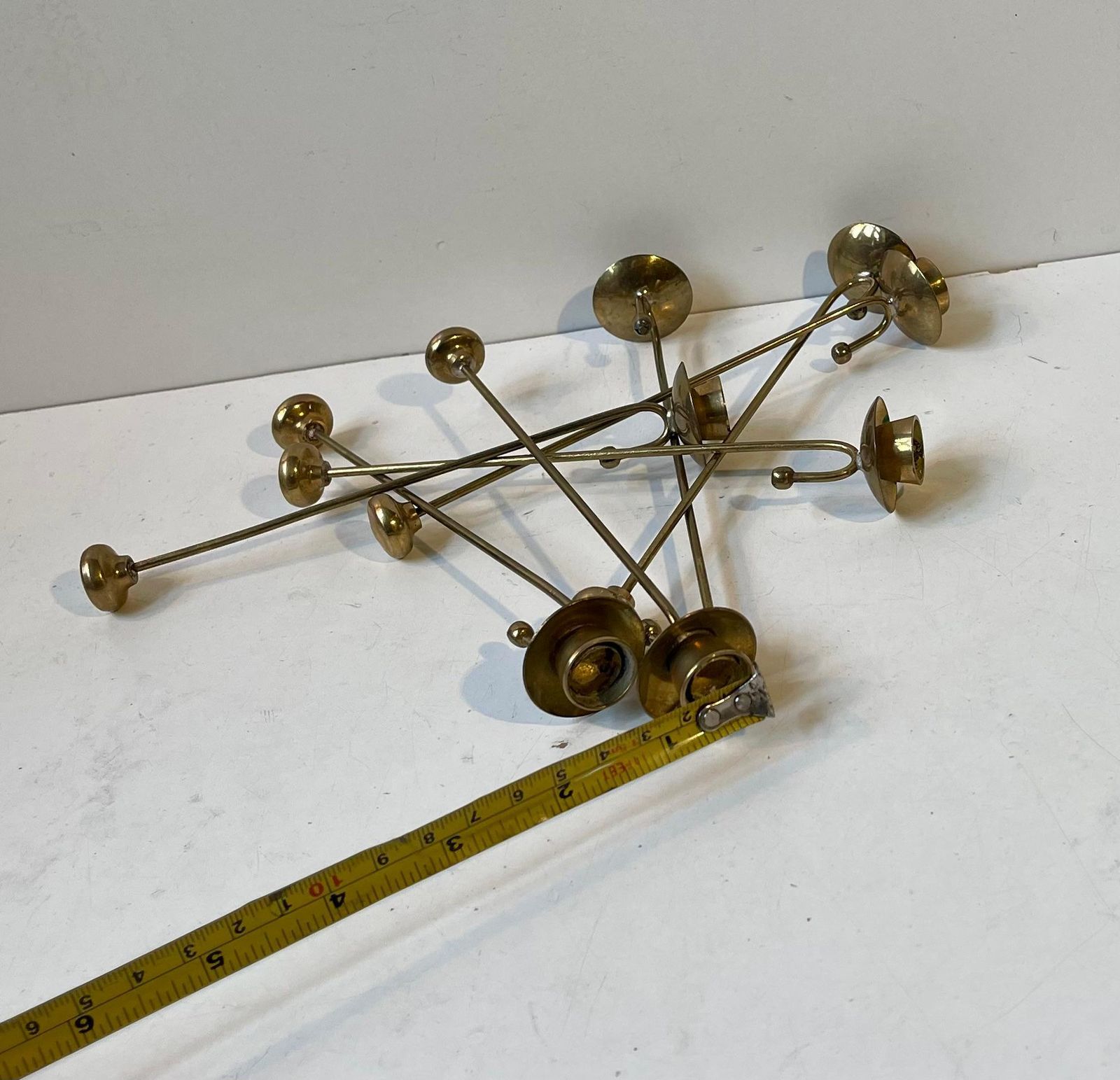 Scandinavian Mid Century Brass Christmas Tree Candleholders   Counterweight, 60s photo vintage