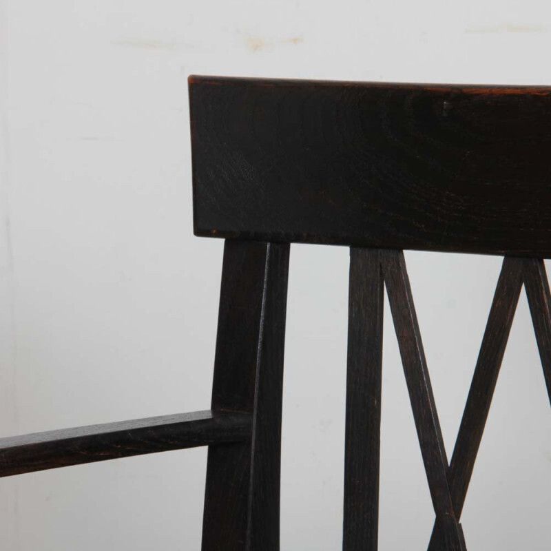 Wood And Hide Bridge Chair, Early 20th Century photo for sale