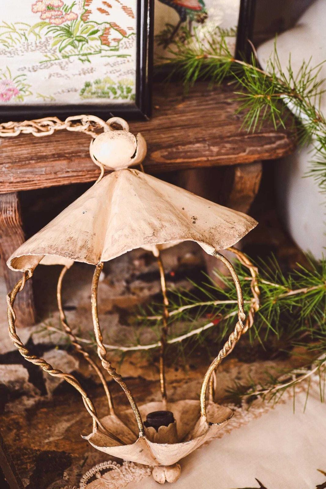 Antique Tuscan Iron Lantern Chandelier | Hand Forged Wrought Iron Hanging Light | Italian Farmhouse Pendant photo furniture