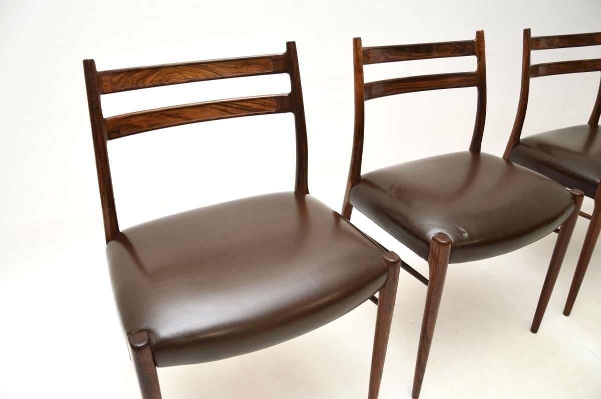 Set Of Four Danish Rosewood And Leather Dining Chairs By Arne Wahl Iversen photo vintage