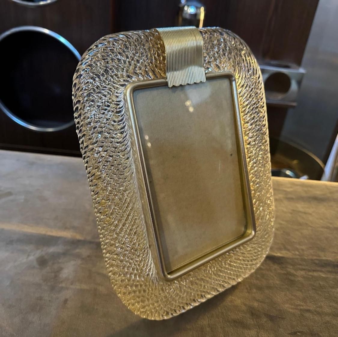 photo furniture 1980s Barovier Style Art Deco Gold And Clear Murano Glass Picture Frame
