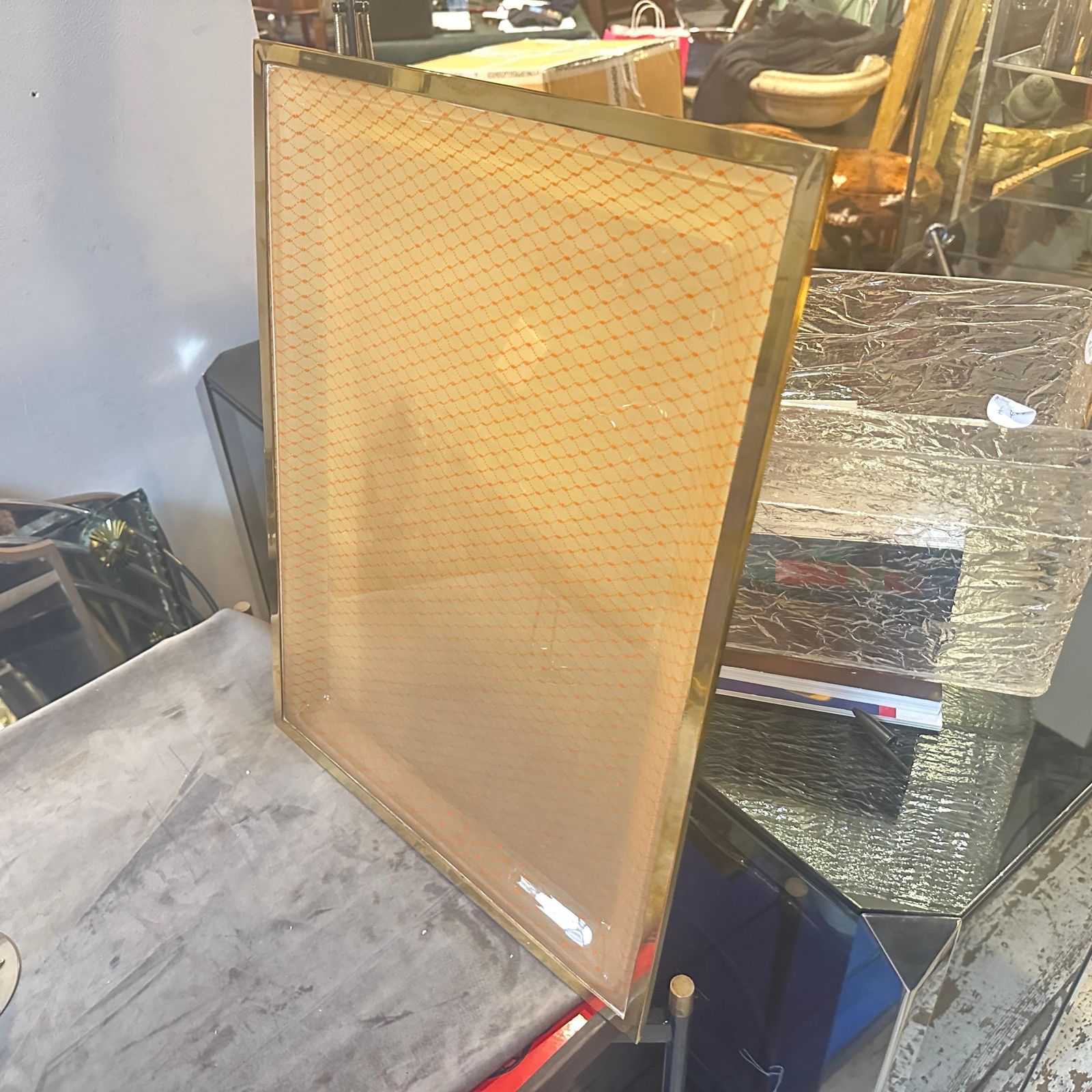 768.0 1970s Mid Century Modern Brass And Plexiglass Tray By Liar Of A. Cavalli photo