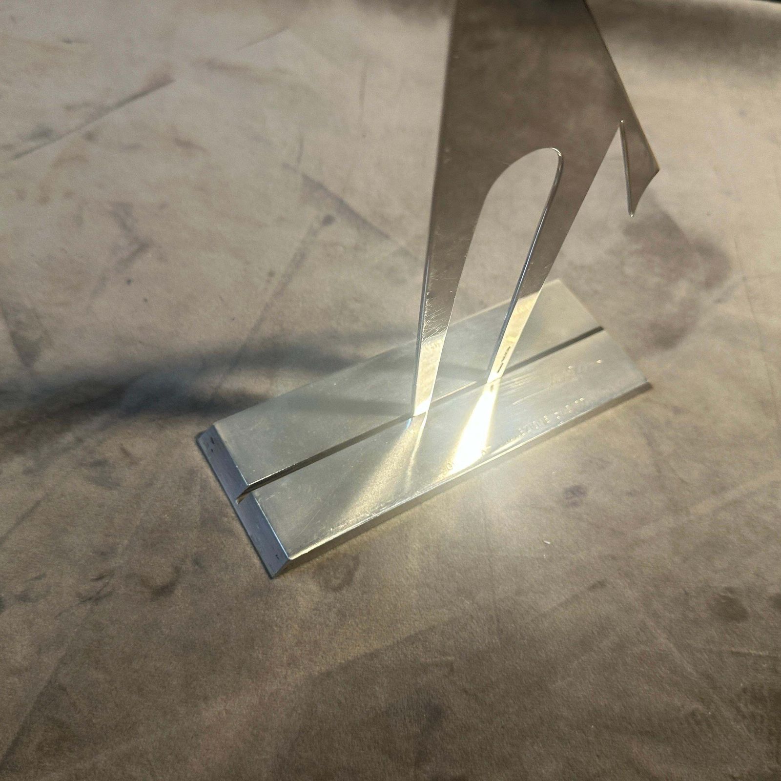 photo furniture 1990s Minimalist Silver Plated Sculpture La Giraffa By Lino Sabattini