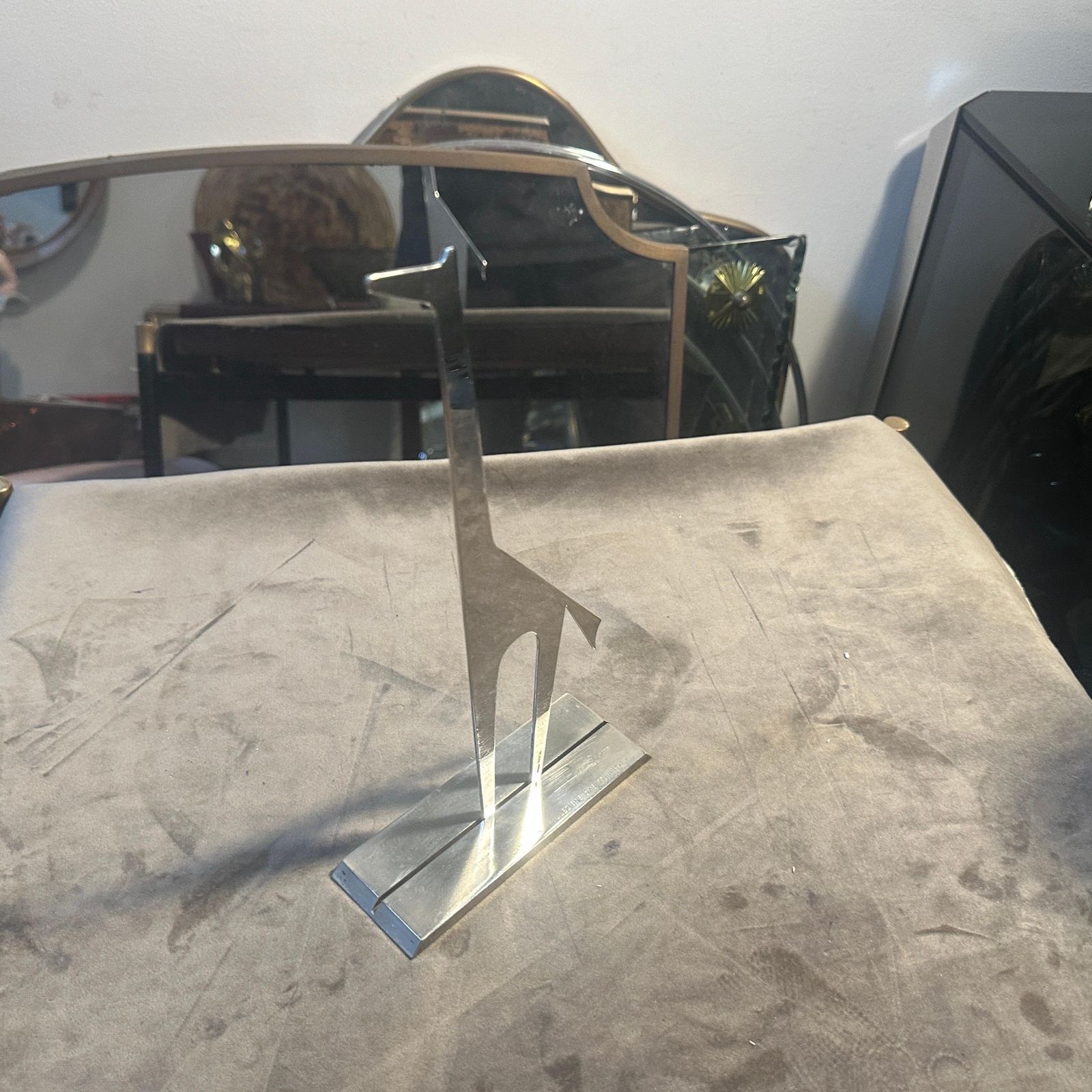 Art 1990s Minimalist Silver Plated Sculpture La Giraffa By Lino Sabattini photo