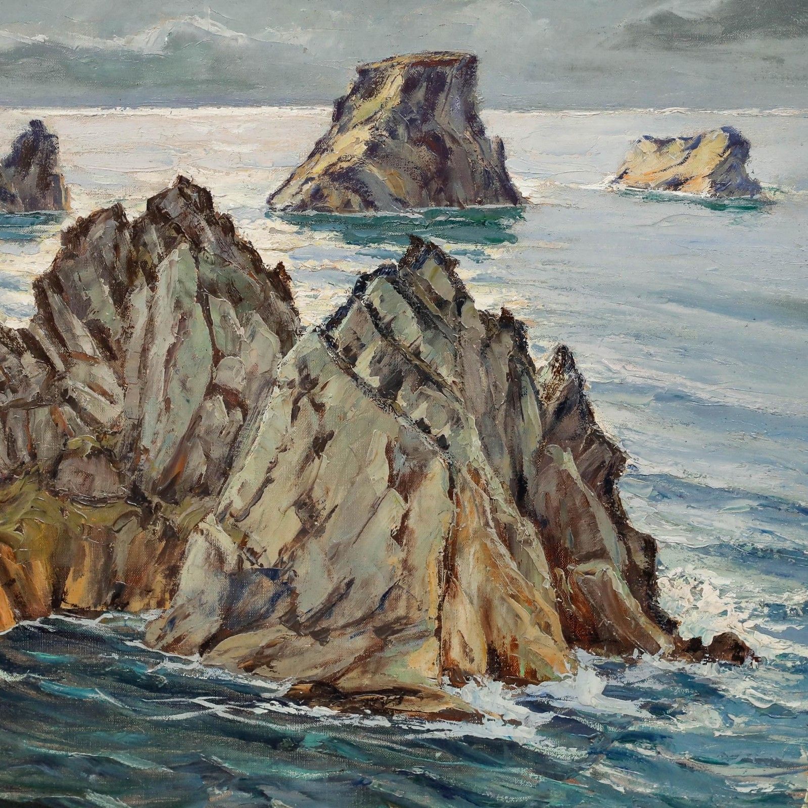 Paul Esnoul (1882 1960) Framed Mid 20th Century Oil, Les Tas De Pois photo Art