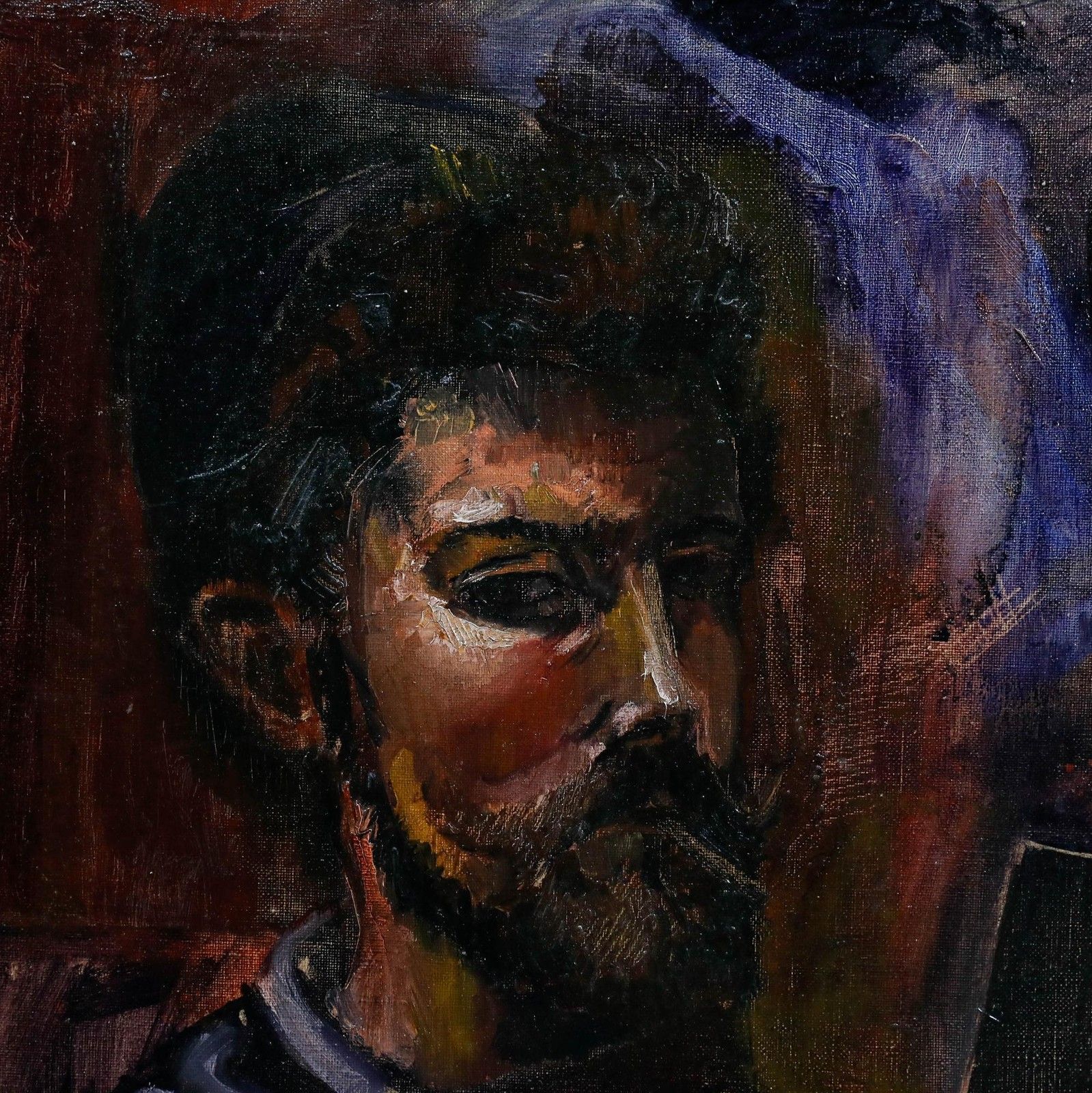 Ed Smith (1923 1998) 20th Century Oil, Self Portrait photo Art