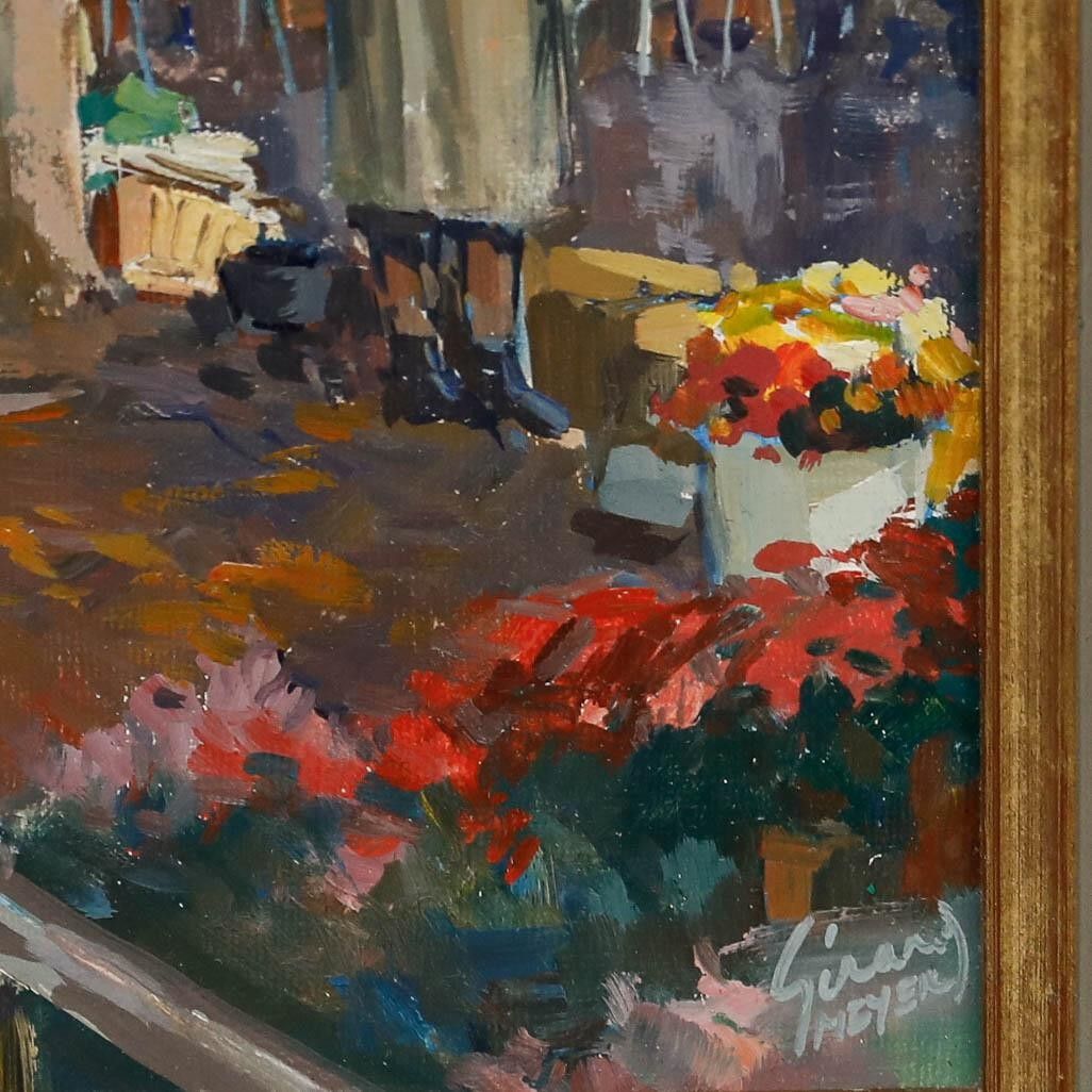 Gerard Meyer (B.1926) 20th Century Oil, Market In Mulhouse photo vinterior