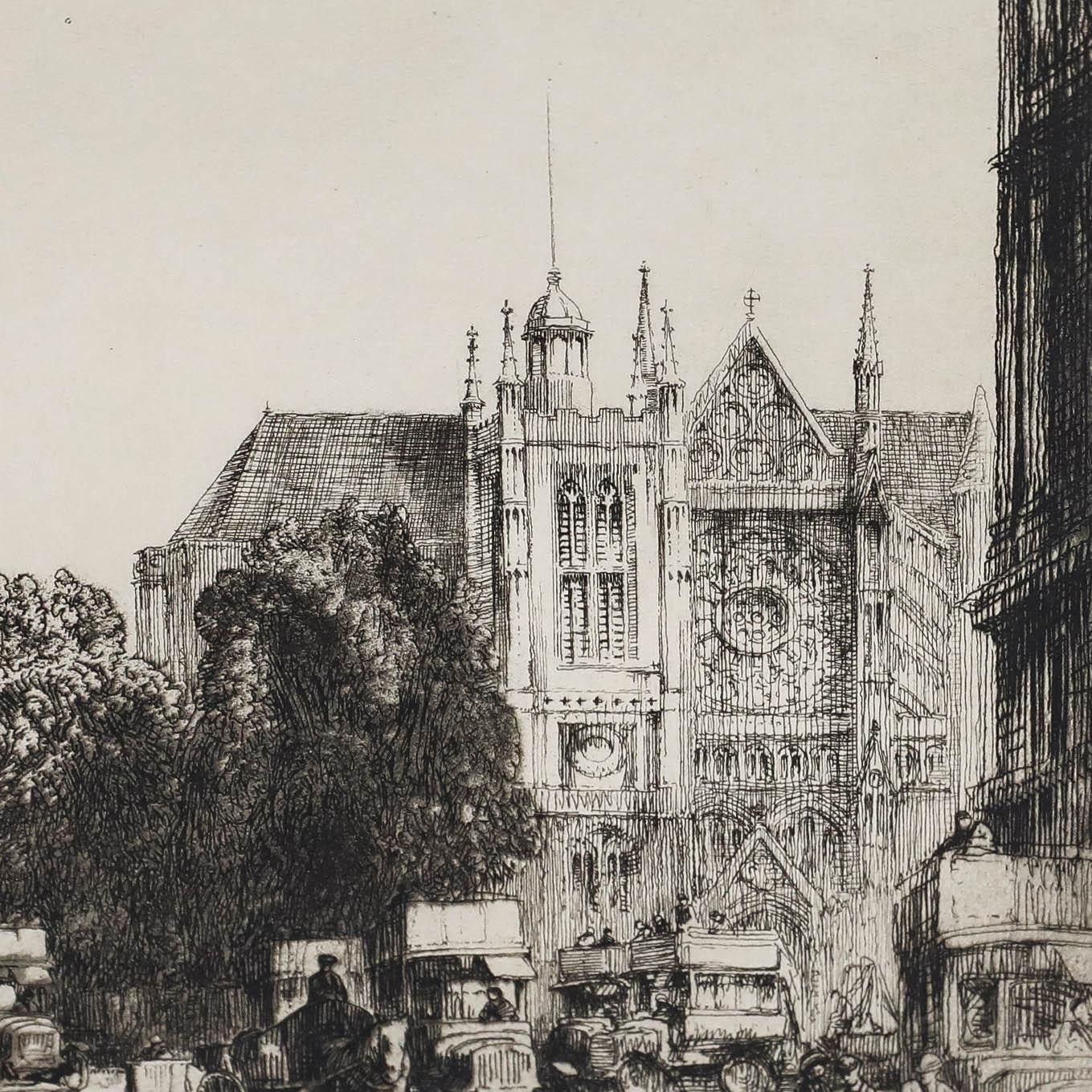 Nathaniel Sparks Re (1880 1956) Etching, Westminster From The Horseguards photo for sale