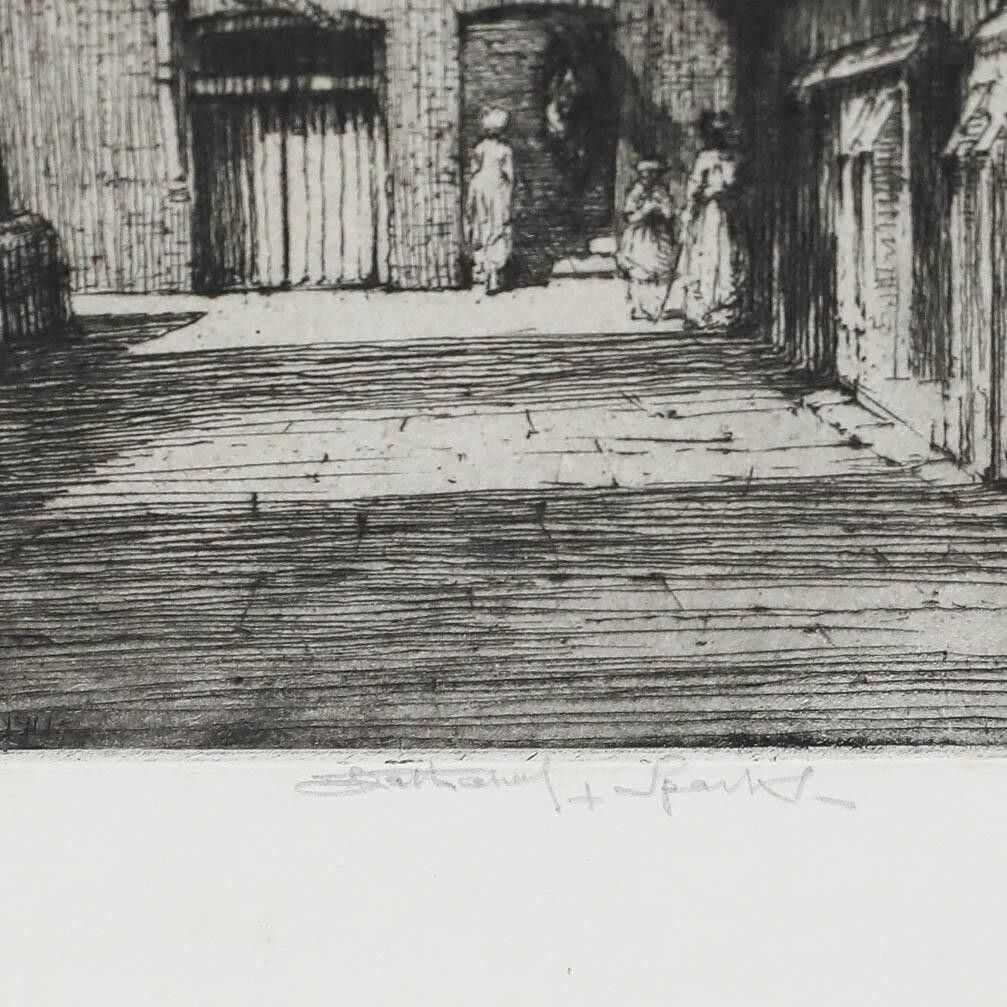 Nathaniel Sparks Re (1880 1956) Early 20th Century Etching, Essex Court photo Art