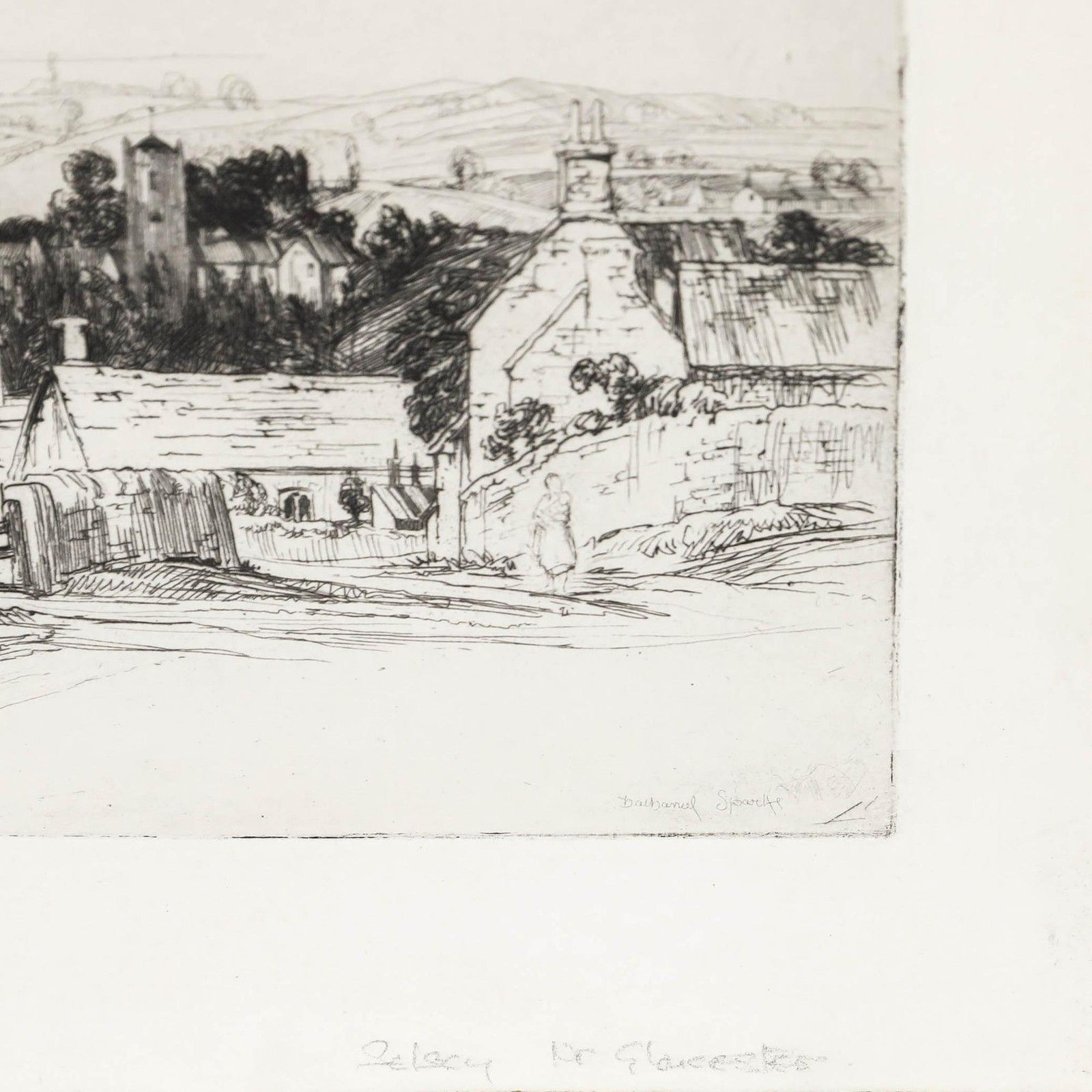 Nathaniel Sparks Re (1880 1956) Early 20th Century Etching, Selsley photo for sale