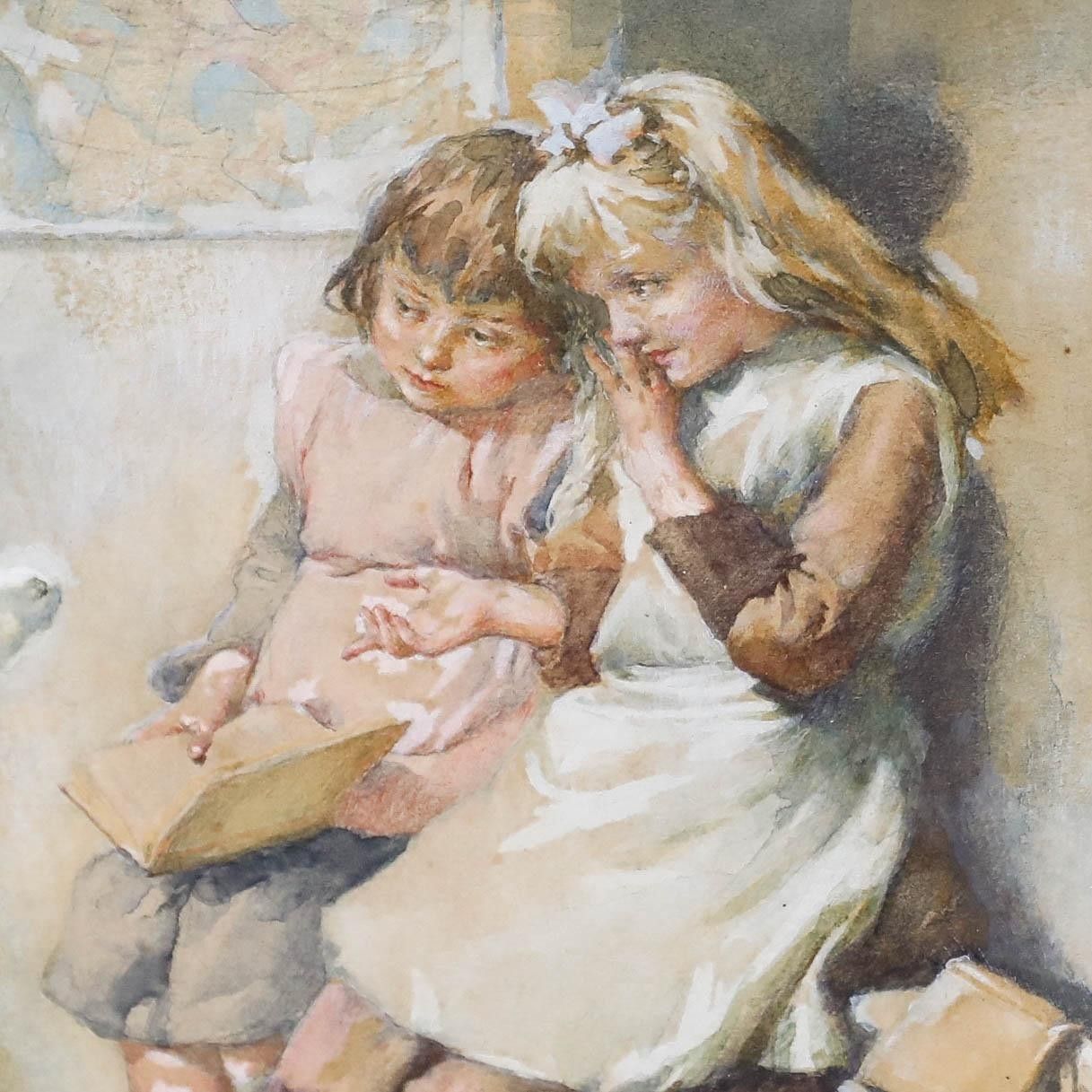 J. Lawson Framed Early 20th Century Watercolour, Mary Had A Little Lamb photo 325.0