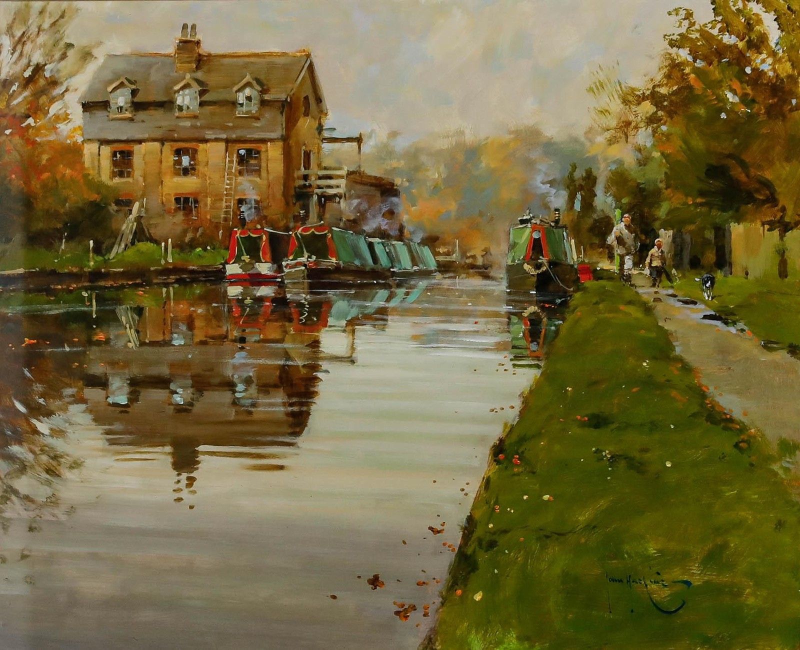 John Haskins (B.1938) 20th Century Acrylic, On The Canal photo furniture