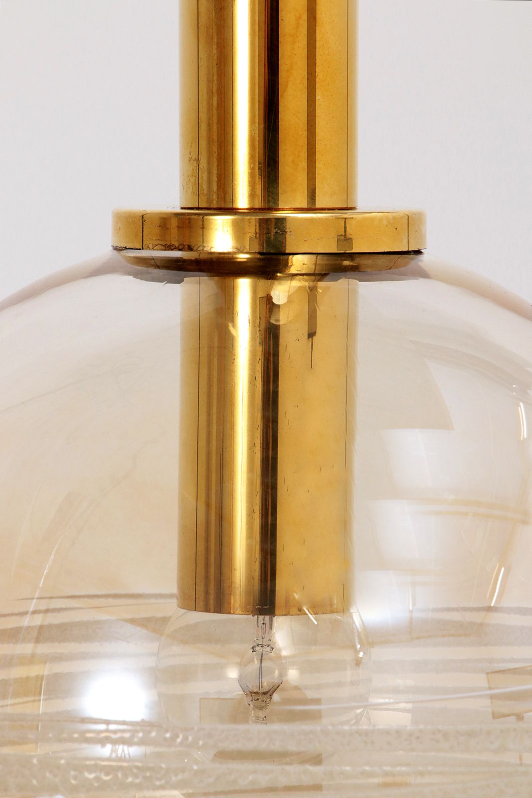 Glashütte Limburg Hanging Lamp Amber Glass, 1960s photo buy