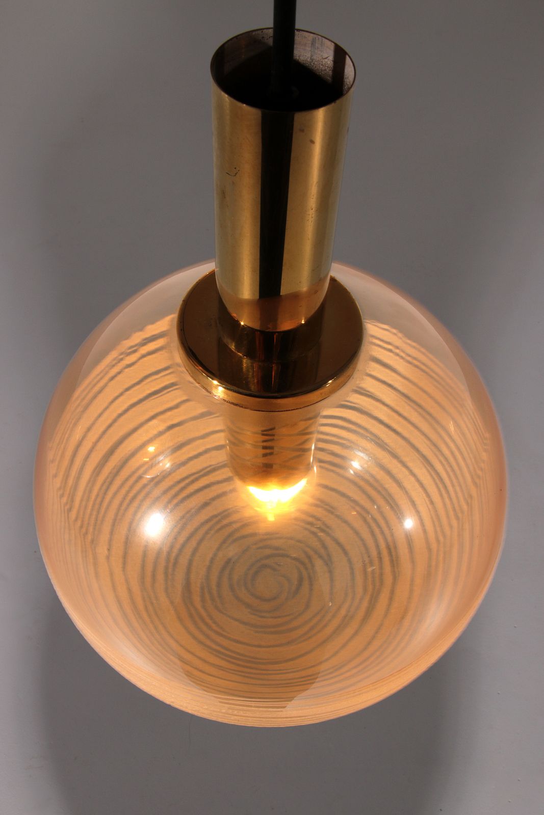 Glashütte Limburg Hanging Lamp Amber Glass, 1960s photo vinterior