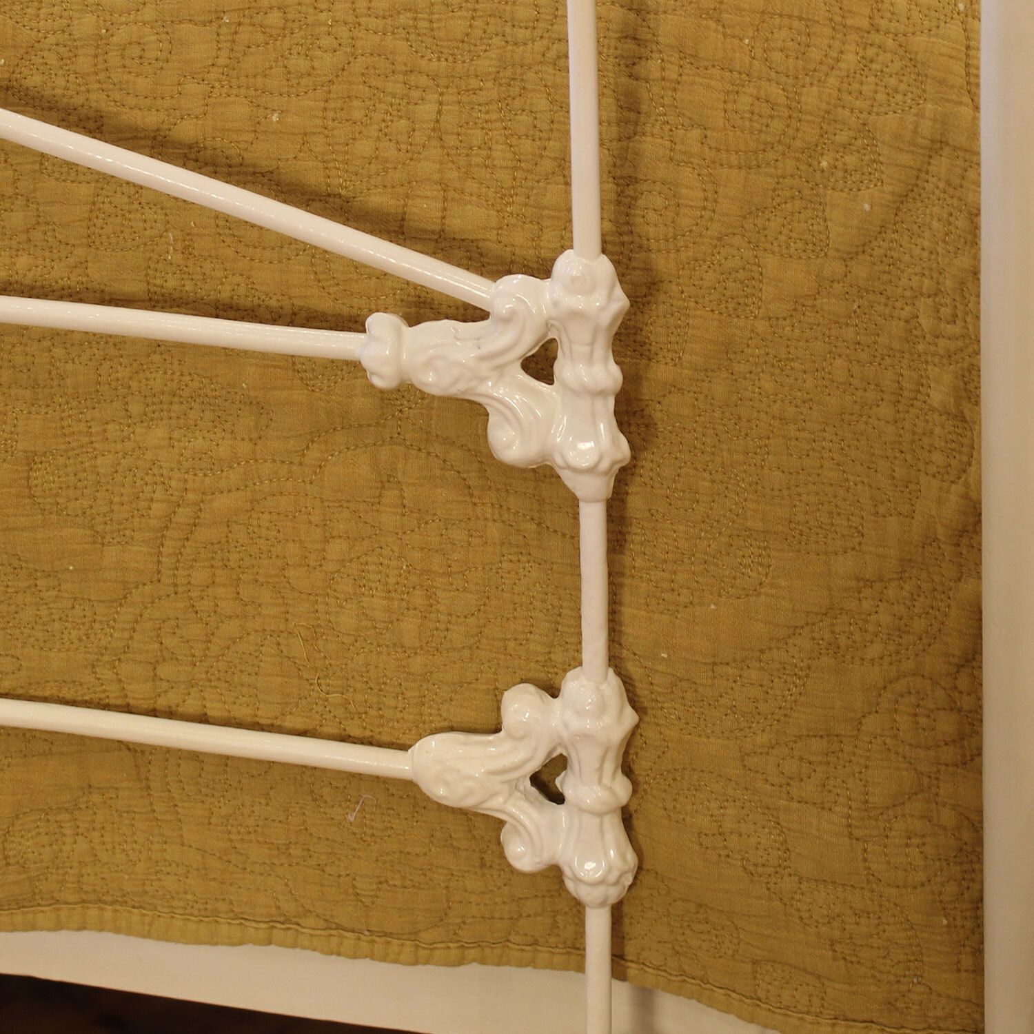 King Cast Iron Antique Bed In Ivory And Brass, Circa 1880 photo Furniture