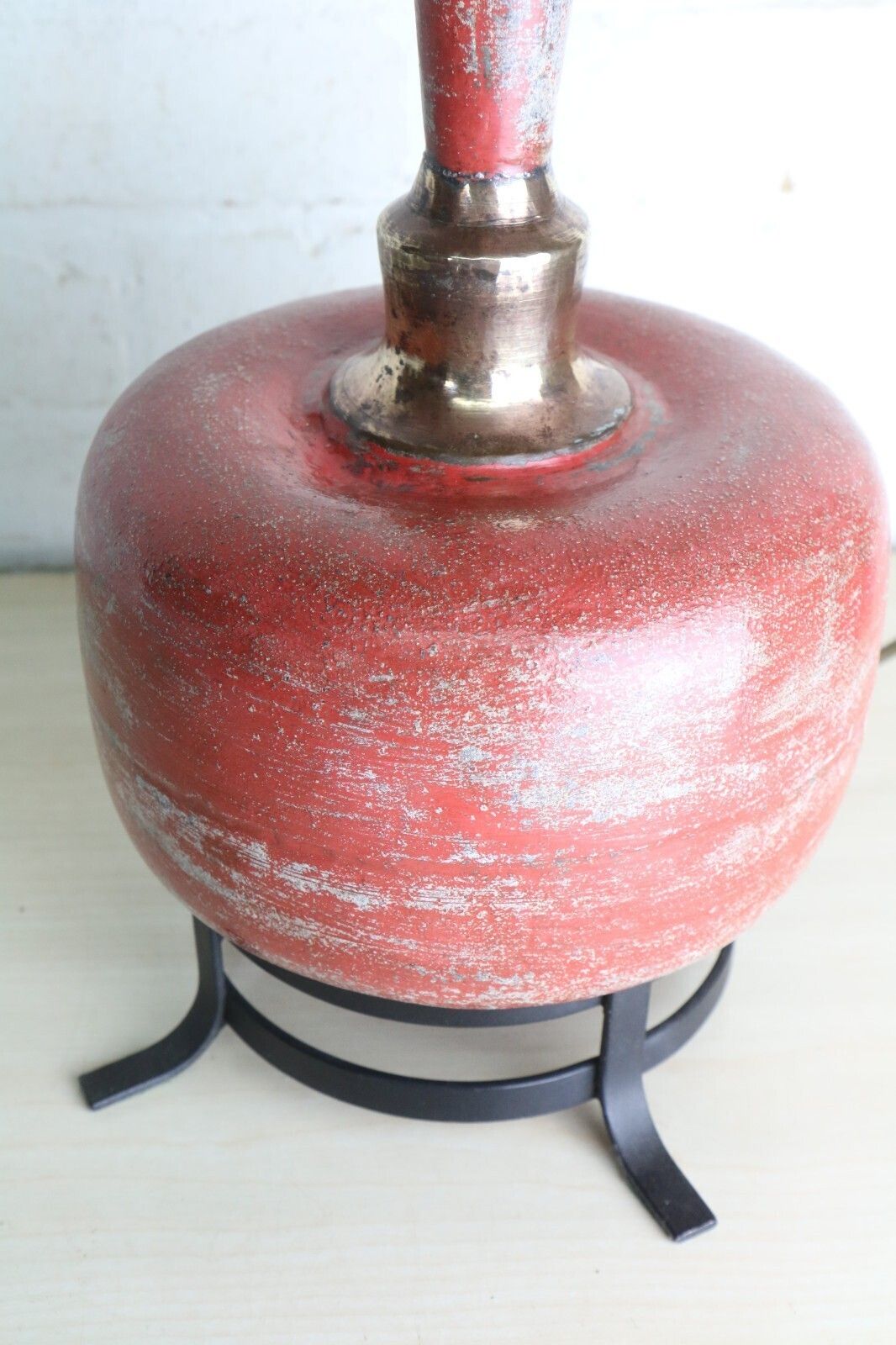 Table Lamp Antique Mughal Zinc & Brass Water Cooling Vessel 18th Century Ethnic photo vintage