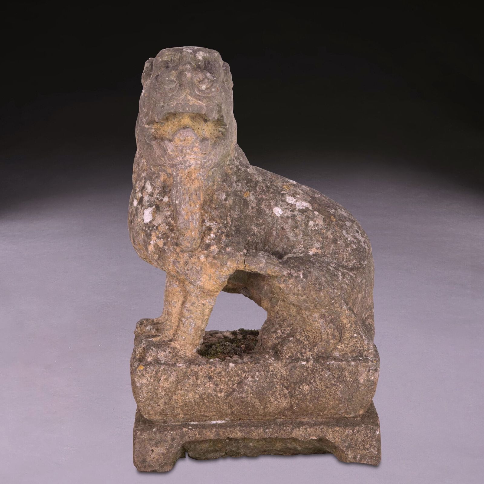 Pair Of 19th Century Chinese Carved Stone Lions photo for sale