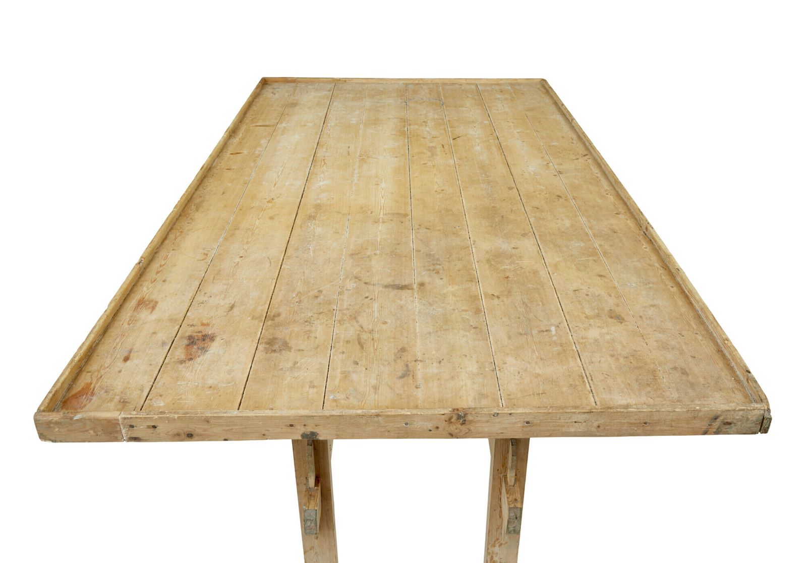 19th Century Swedish Pine Trestle Bakers Table photo Furniture