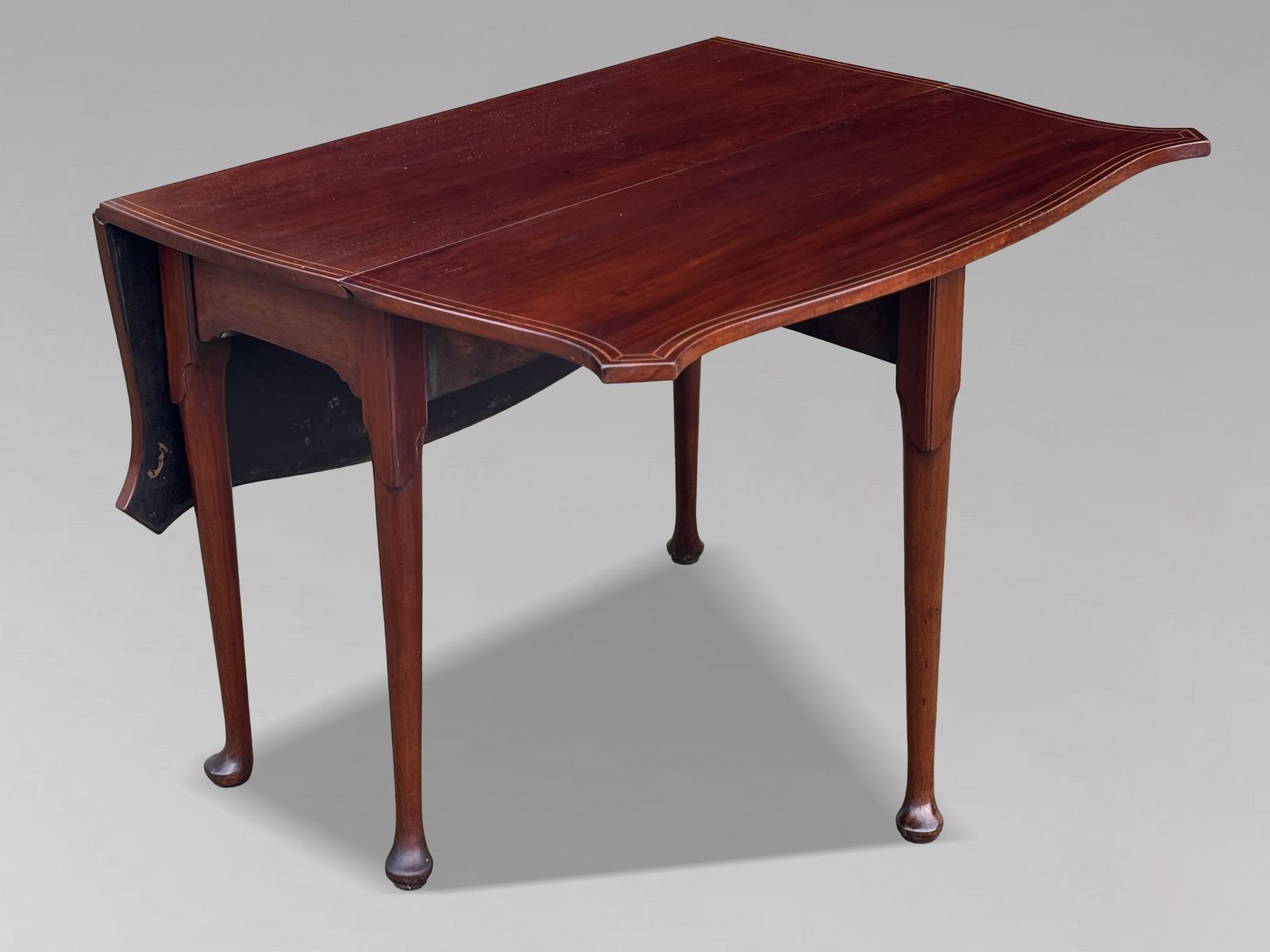 Late 18th Century George III Period Mahogany Marquetry Drop Leaf Dining Table photo furniture