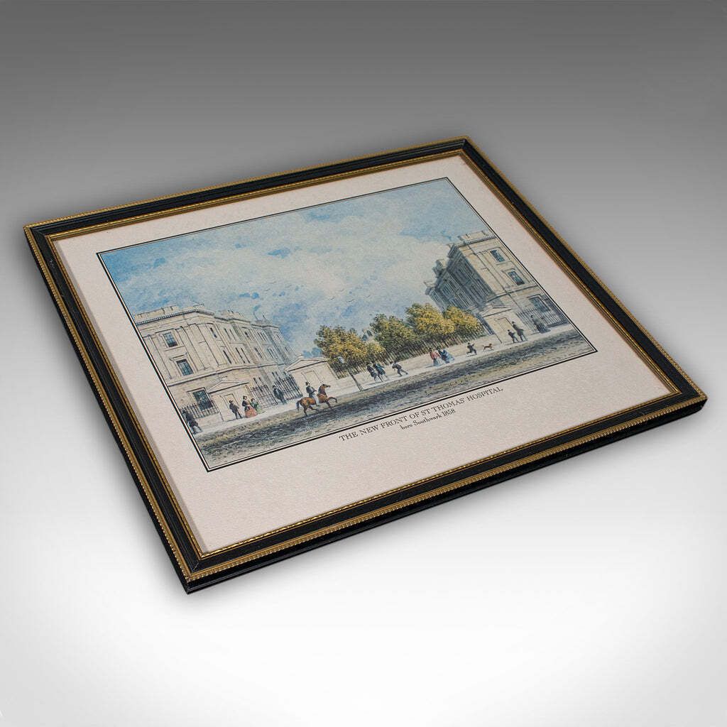Antique Hospital Picture, St Thomas' London, Engraving, Art, Medical, Victorian photo vintage