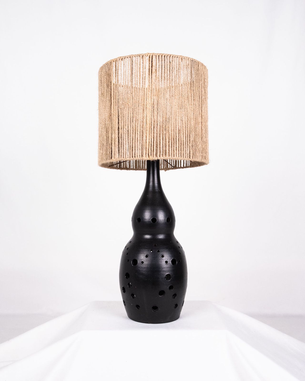 Black Ceramic Lamp In The Style Of Georges Pelletier, France, 1970s