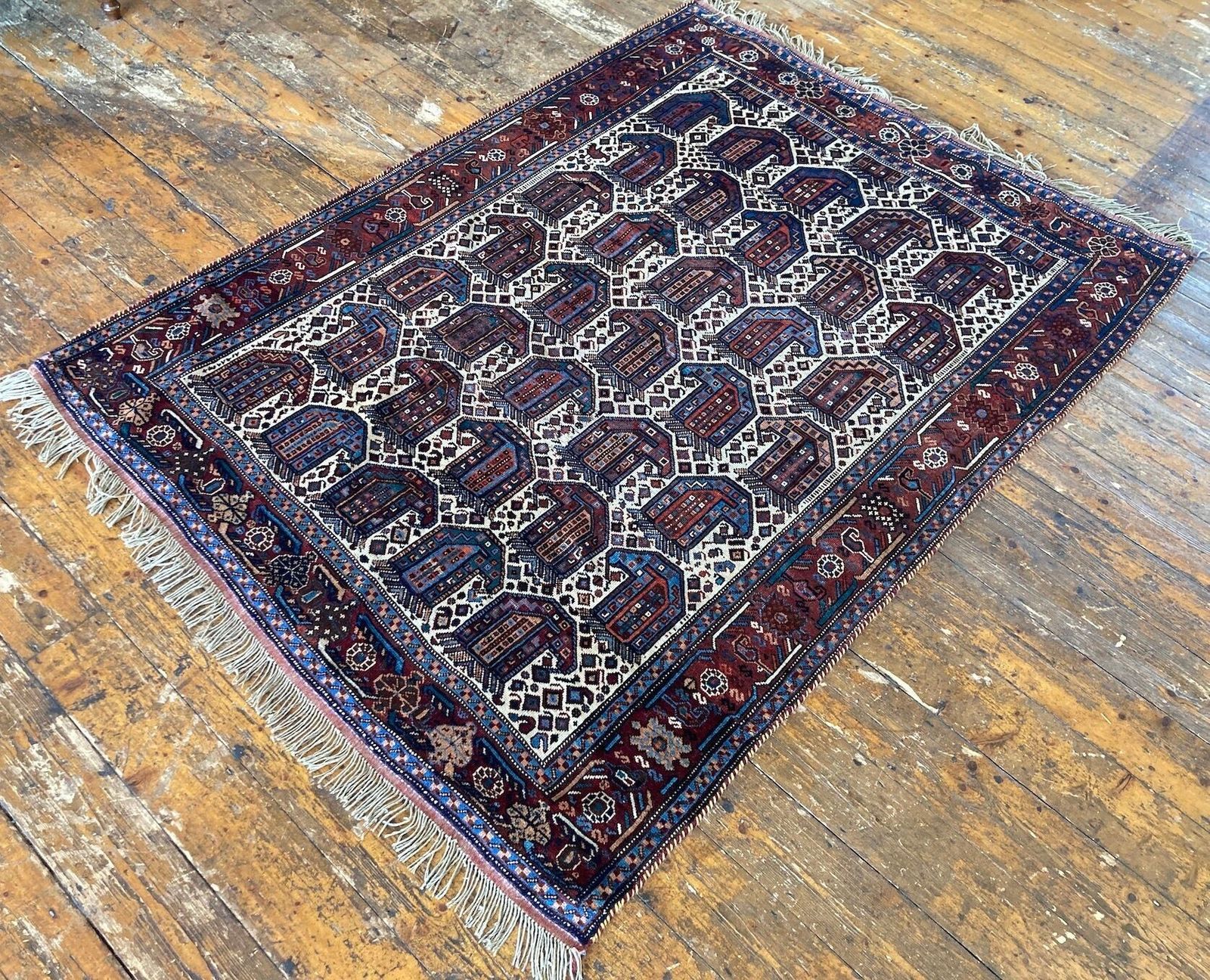 Antique Khamseh Rug 1.90m X 1.39m photo Textiles