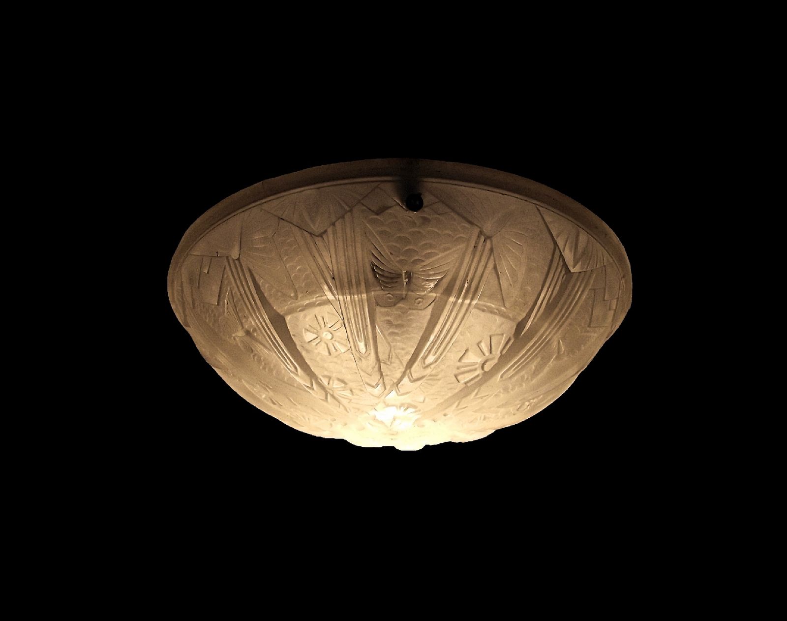Muller Freres Signed Art Deco Ceiling Light / Plafonnier Rare Sought After Butterfly Model France 1930s photo furniture