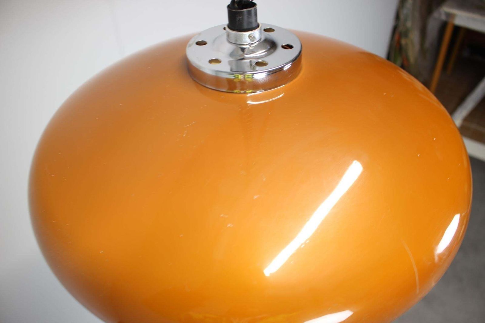 Mid Century Adjustable Glass Pendant Lamp, Europe, 1970s photo vintage