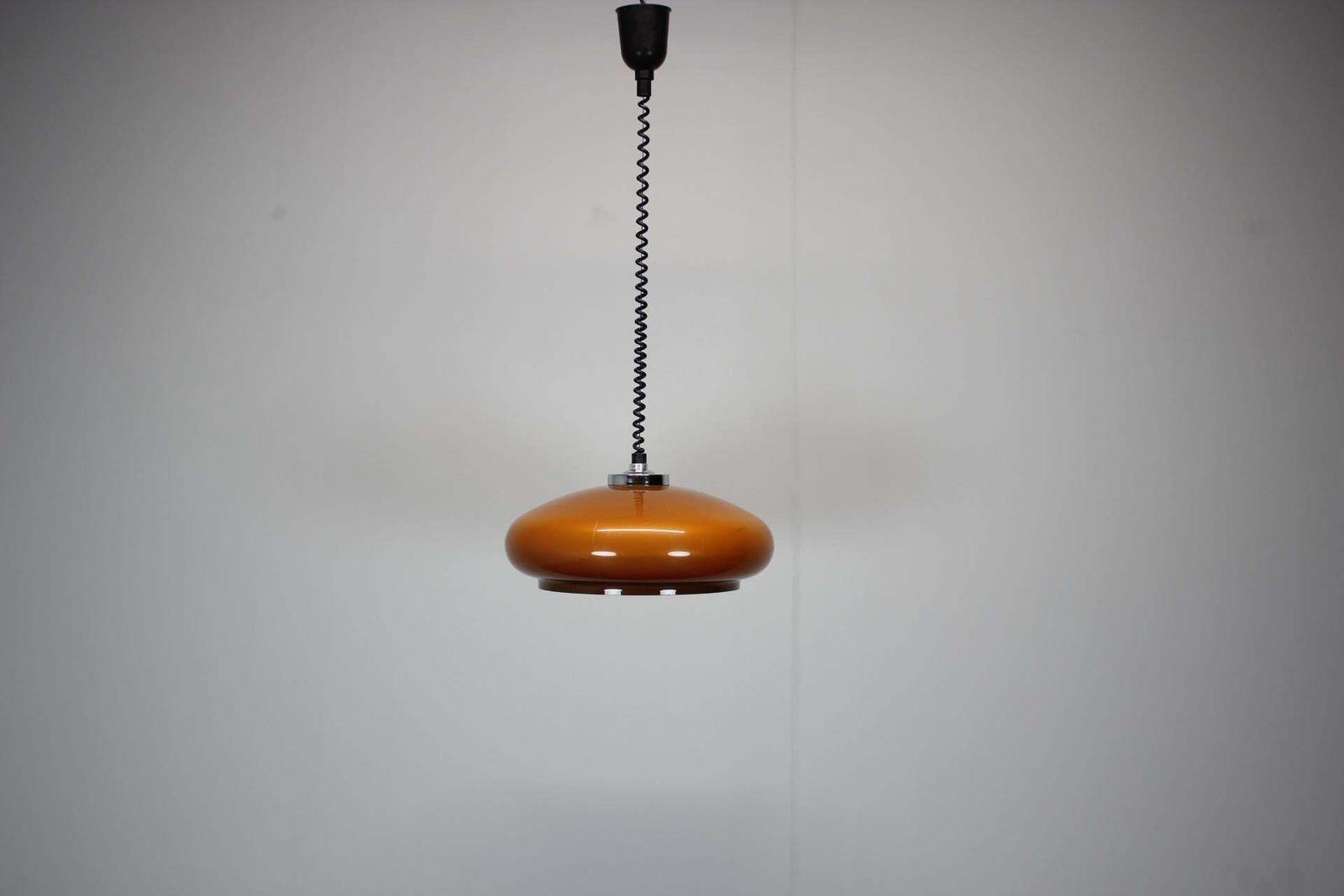 photo furniture Mid Century Adjustable Glass Pendant Lamp, Europe, 1970s