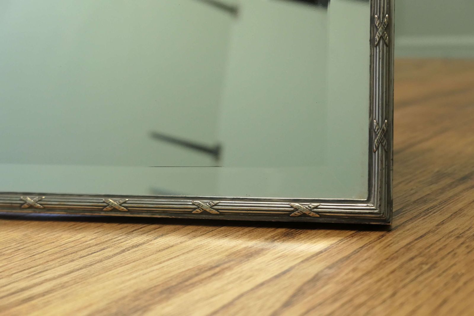 Large French Art Deco Silver Toilet Or Vanity Mirror photo 1440.0