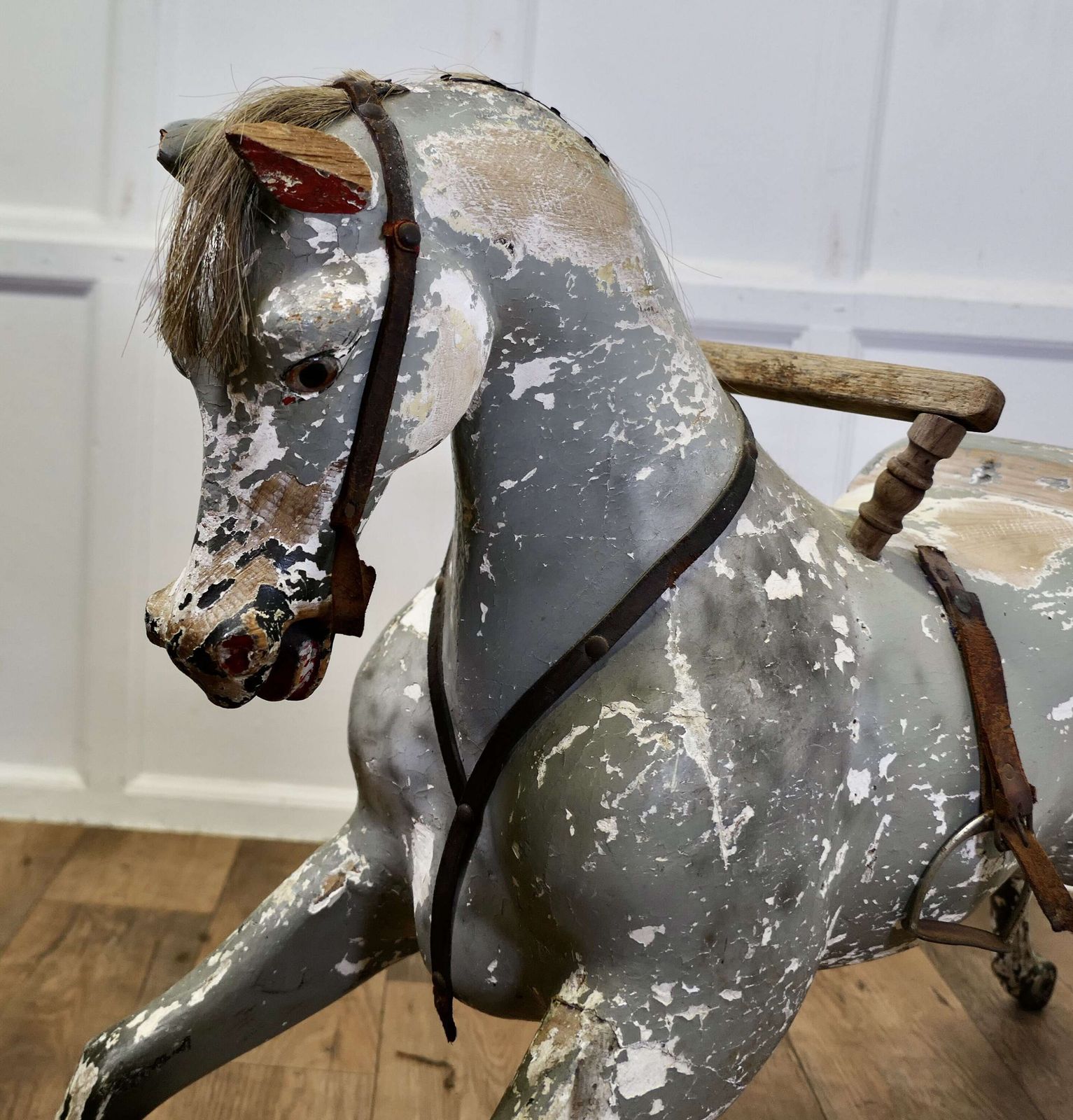Early 19th Century Wooden Horse A Handsome Dapple Grey photo Art