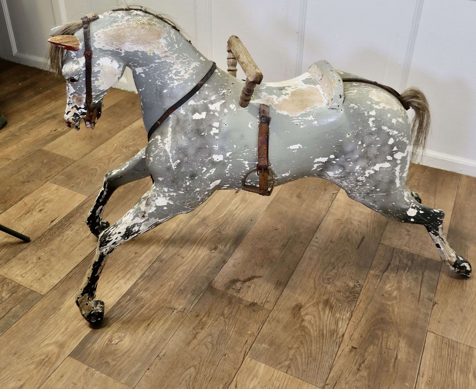 Early 19th Century Wooden Horse A Handsome Dapple Grey photo 2100.0