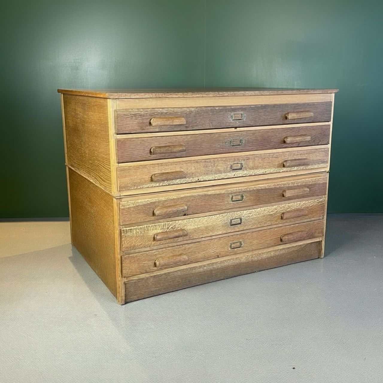 1940s Plan Chest With Original Wooden Handles