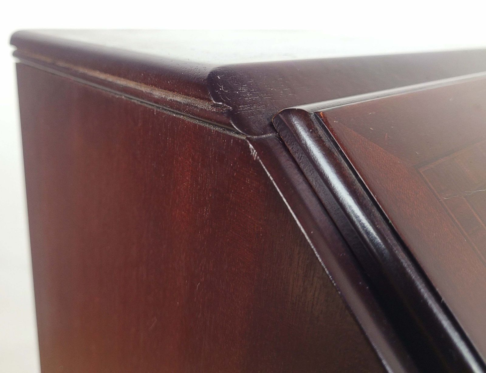 photo vinterior Writing Bureau Desk 20th C Green Leather Top Drop Handles